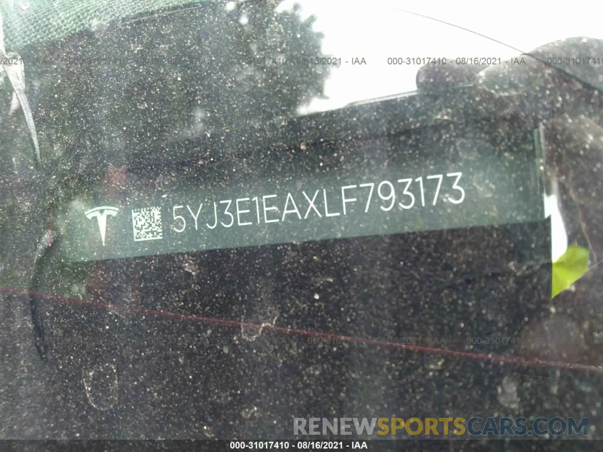 8 Photograph of a damaged car 5YJ3E1EAXLF793173 TESLA MODEL 3 2020