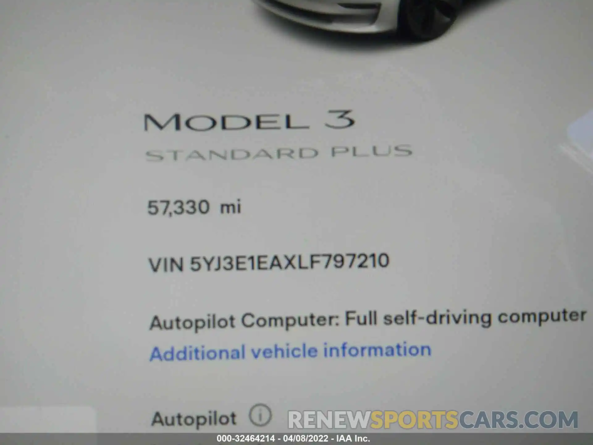 7 Photograph of a damaged car 5YJ3E1EAXLF797210 TESLA MODEL 3 2020