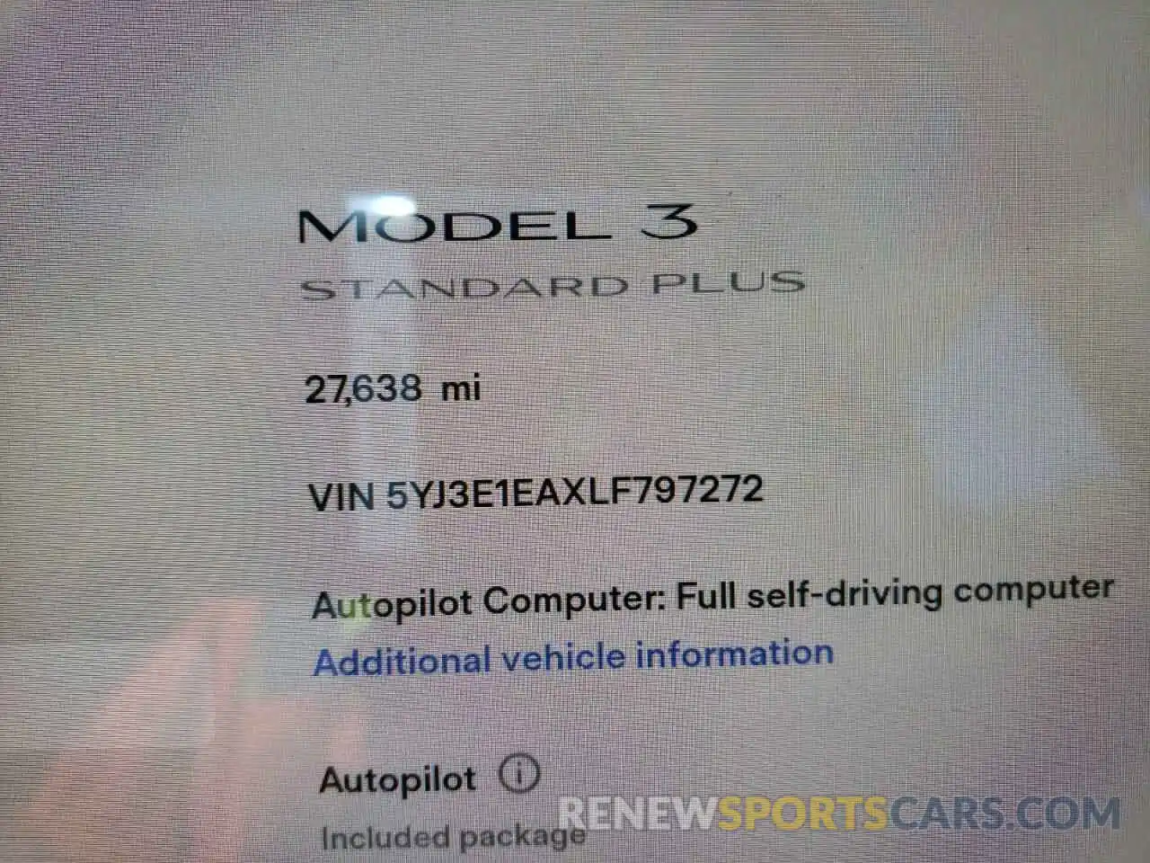 8 Фотография поврежденного автомобиля 5YJ3E1EAXLF797272 TESLA MODEL 3 2020