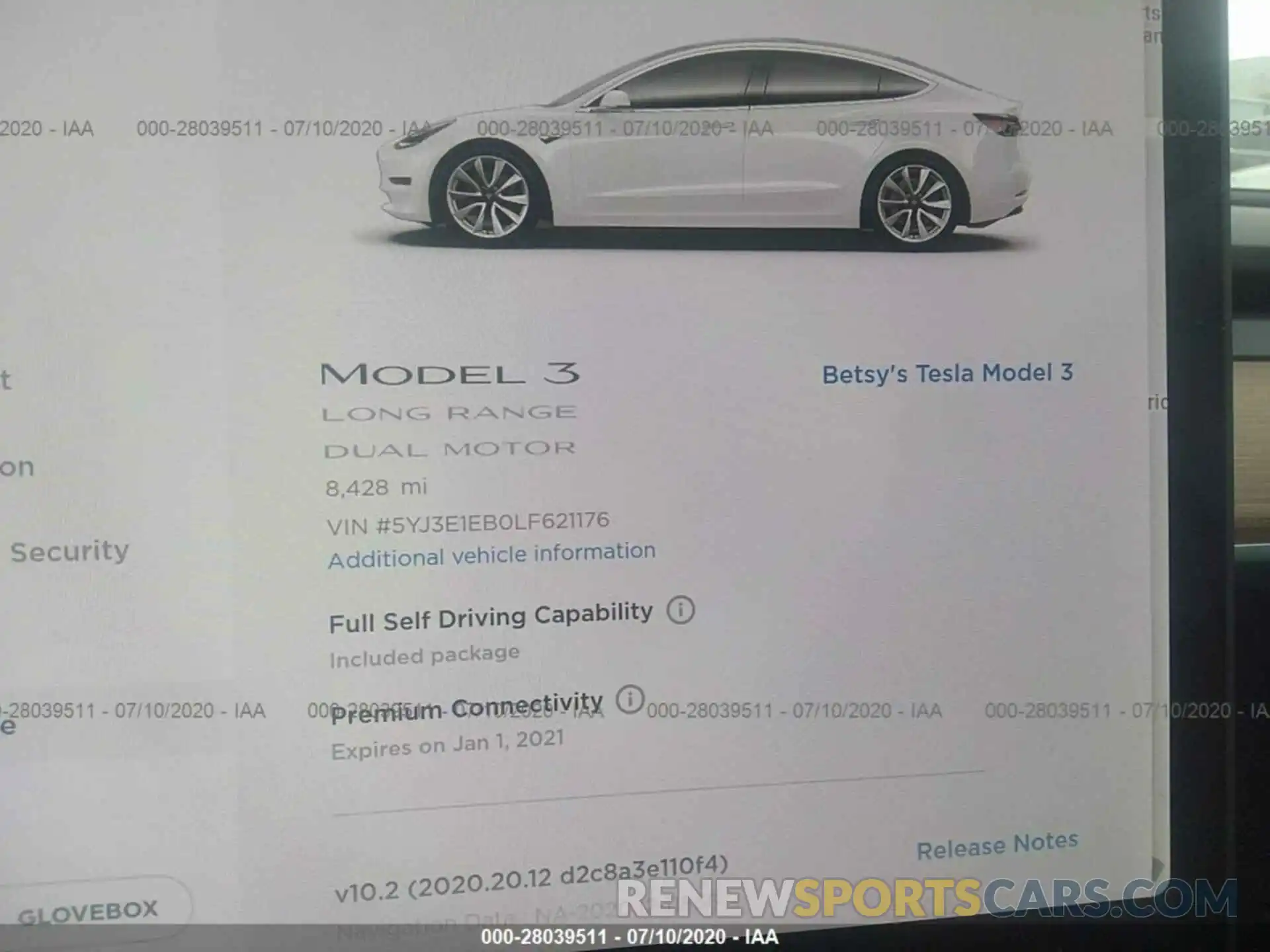 7 Фотография поврежденного автомобиля 5YJ3E1EB0LF621176 TESLA MODEL 3 2020