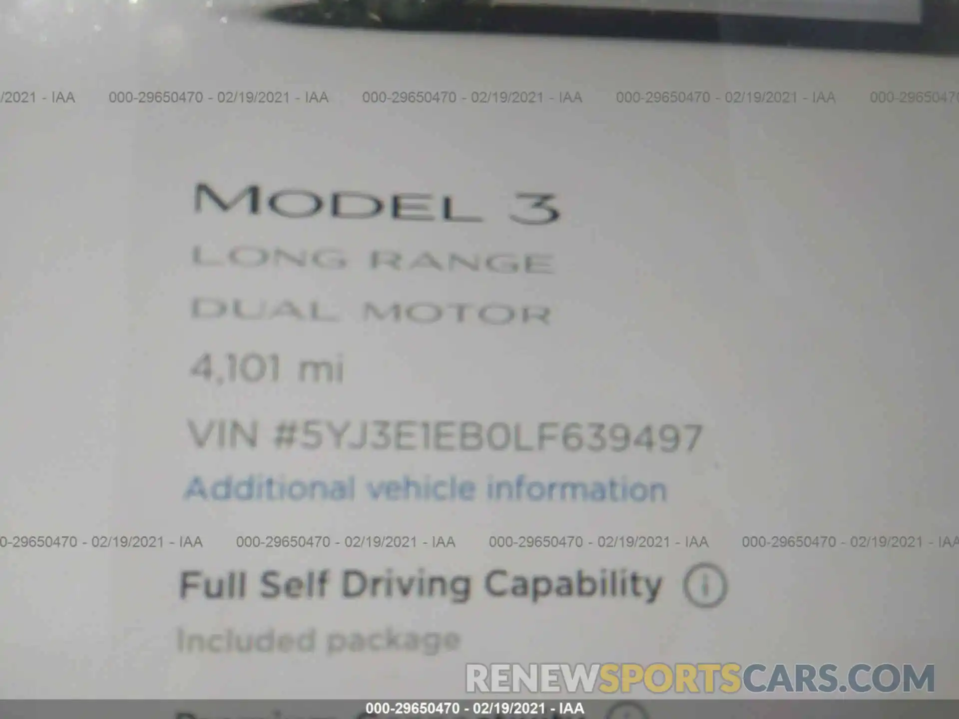 7 Photograph of a damaged car 5YJ3E1EB0LF639497 TESLA MODEL 3 2020