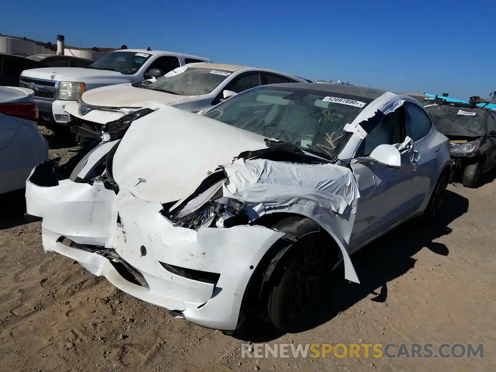 2 Photograph of a damaged car 5YJ3E1EB0LF720029 TESLA MODEL 3 2020