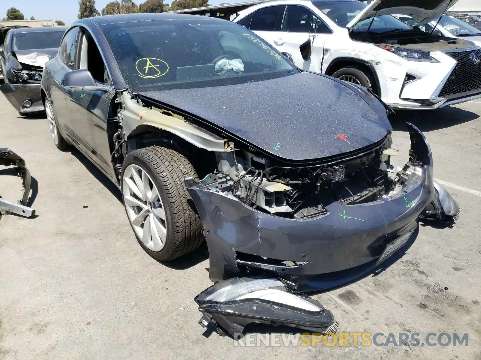 1 Photograph of a damaged car 5YJ3E1EB0LF721505 TESLA MODEL 3 2020