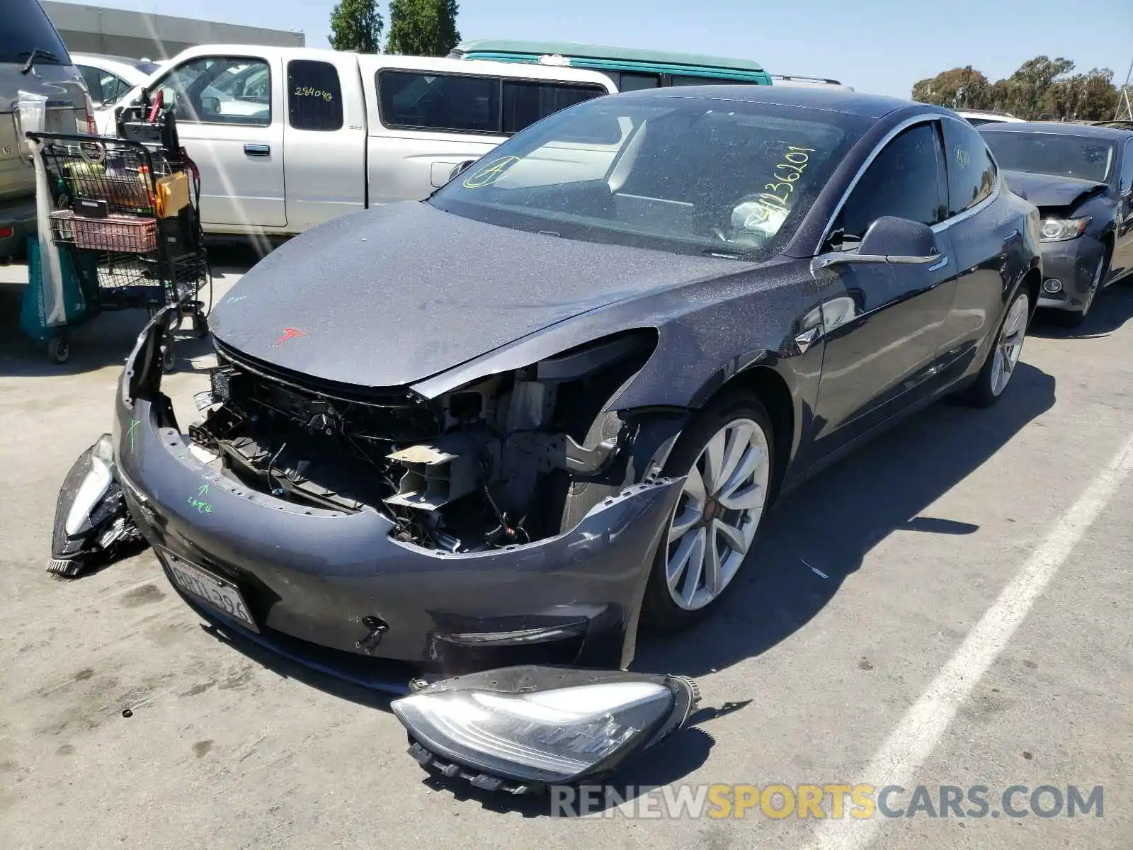 2 Photograph of a damaged car 5YJ3E1EB0LF721505 TESLA MODEL 3 2020