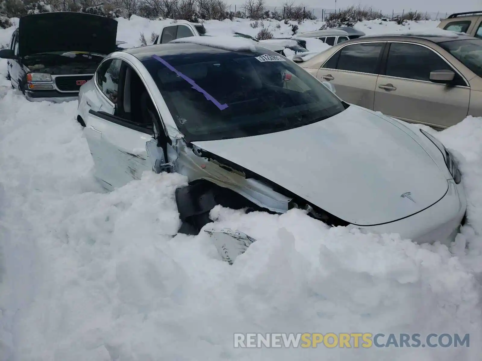 1 Photograph of a damaged car 5YJ3E1EB0LF735341 TESLA MODEL 3 2020