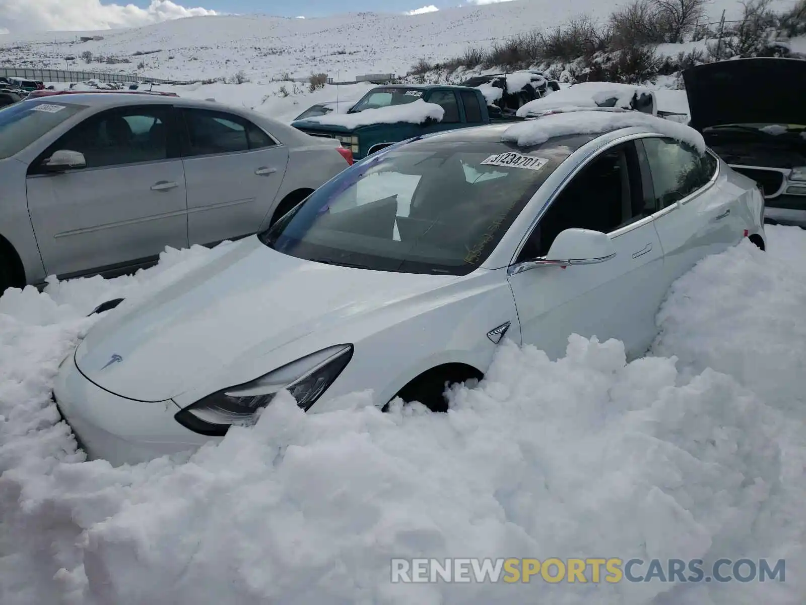 2 Photograph of a damaged car 5YJ3E1EB0LF735341 TESLA MODEL 3 2020