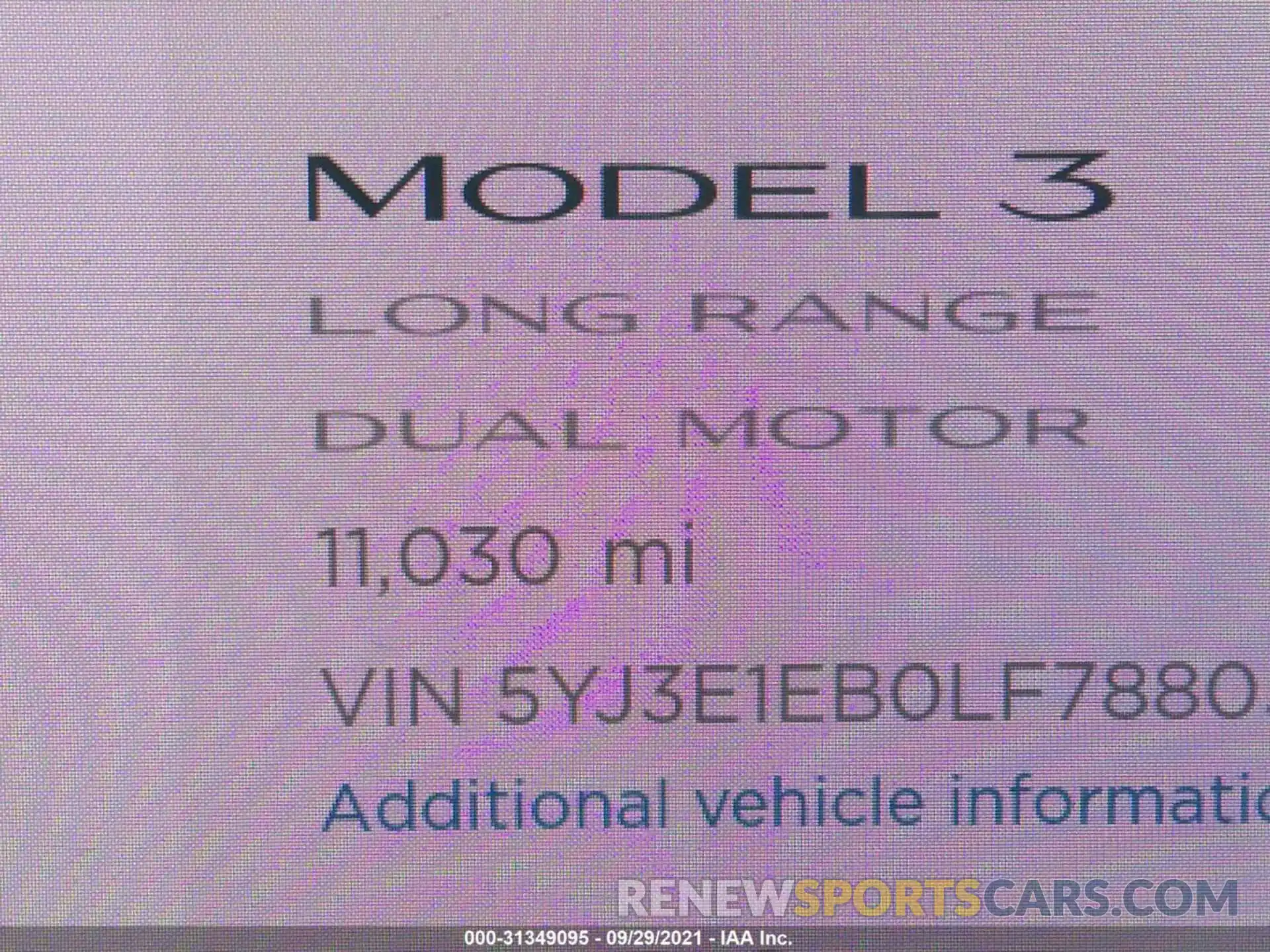 7 Photograph of a damaged car 5YJ3E1EB0LF788055 TESLA MODEL 3 2020