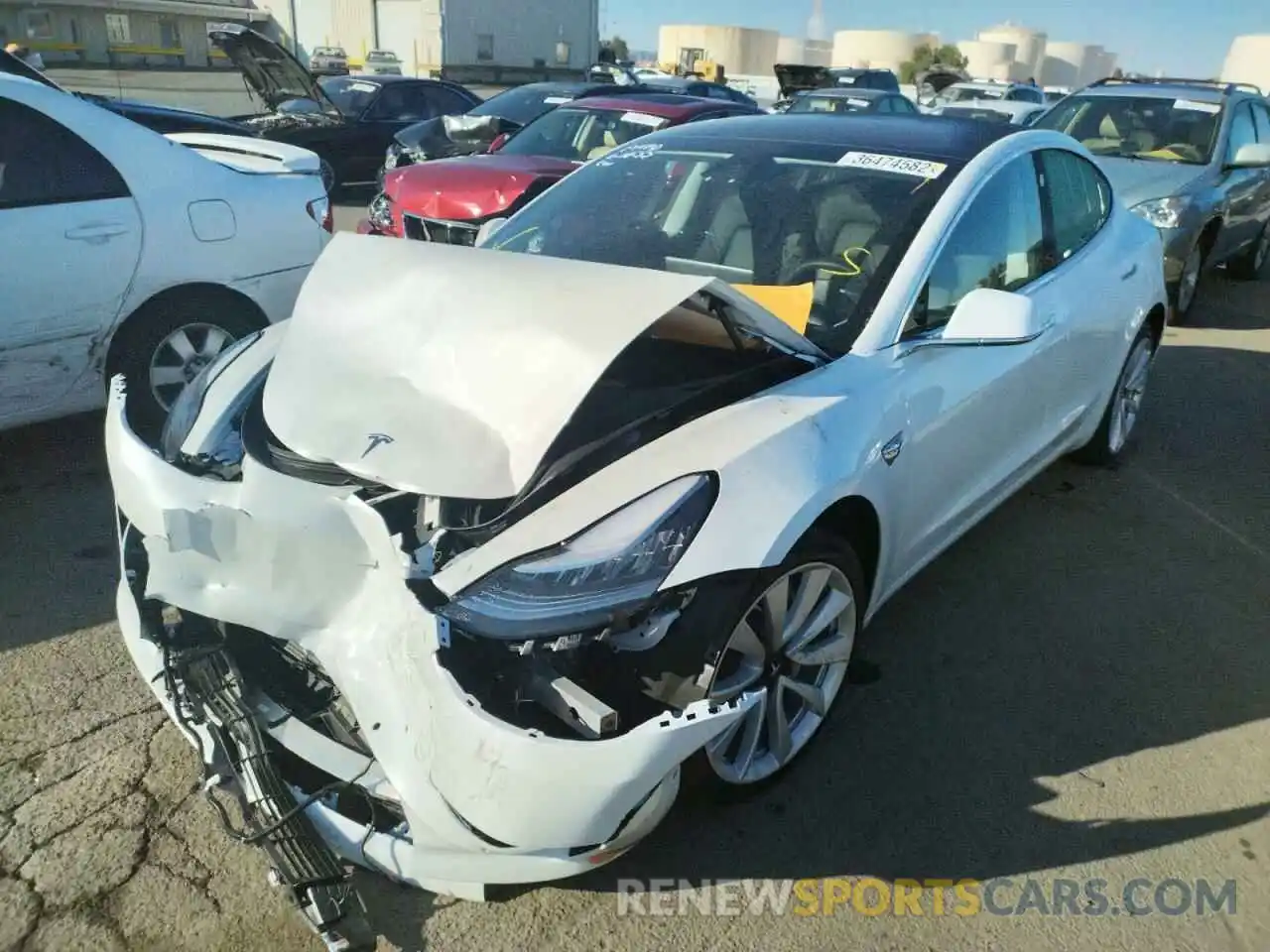 2 Photograph of a damaged car 5YJ3E1EB1LF638438 TESLA MODEL 3 2020