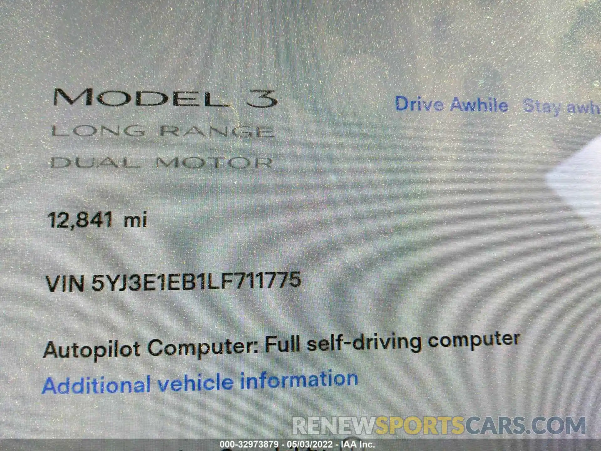 7 Photograph of a damaged car 5YJ3E1EB1LF711775 TESLA MODEL 3 2020