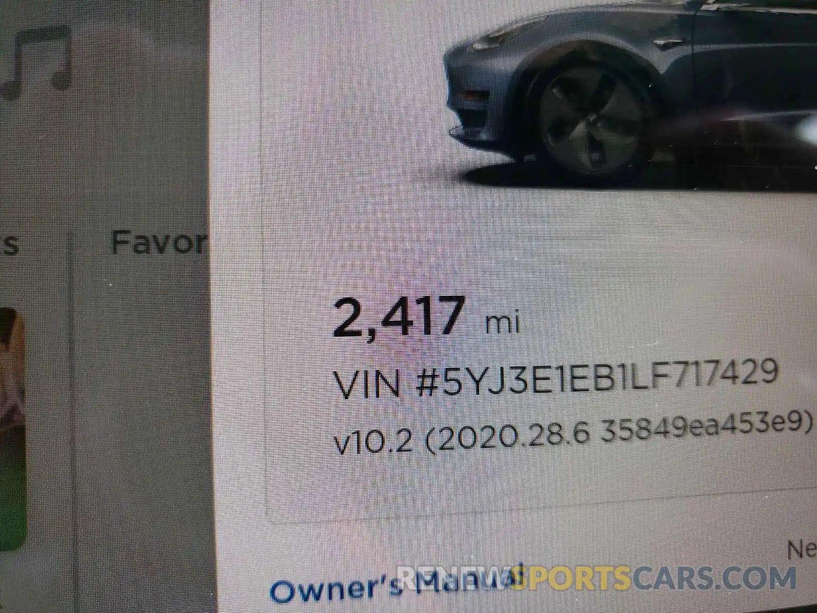 8 Фотография поврежденного автомобиля 5YJ3E1EB1LF717429 TESLA MODEL 3 2020