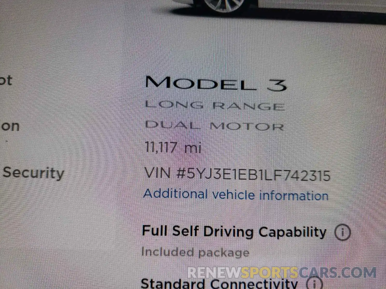 8 Photograph of a damaged car 5YJ3E1EB1LF742315 TESLA MODEL 3 2020