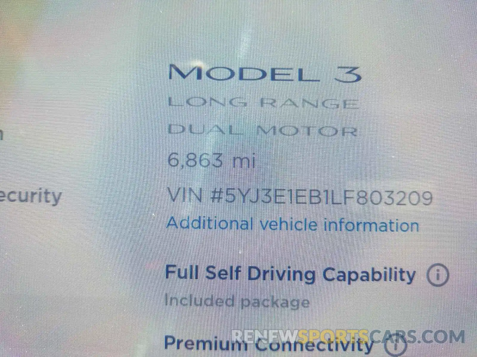 8 Photograph of a damaged car 5YJ3E1EB1LF803209 TESLA MODEL 3 2020