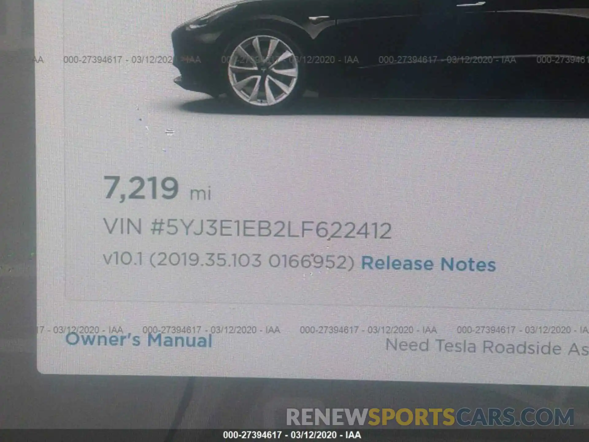 7 Photograph of a damaged car 5YJ3E1EB2LF622412 TESLA MODEL 3 2020