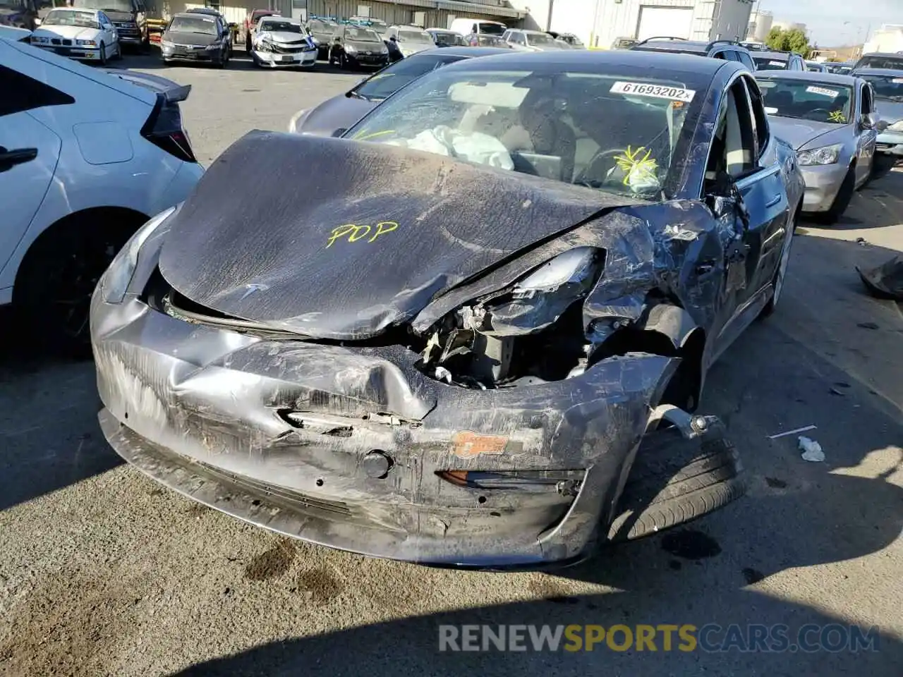 2 Photograph of a damaged car 5YJ3E1EB2LF647908 TESLA MODEL 3 2020