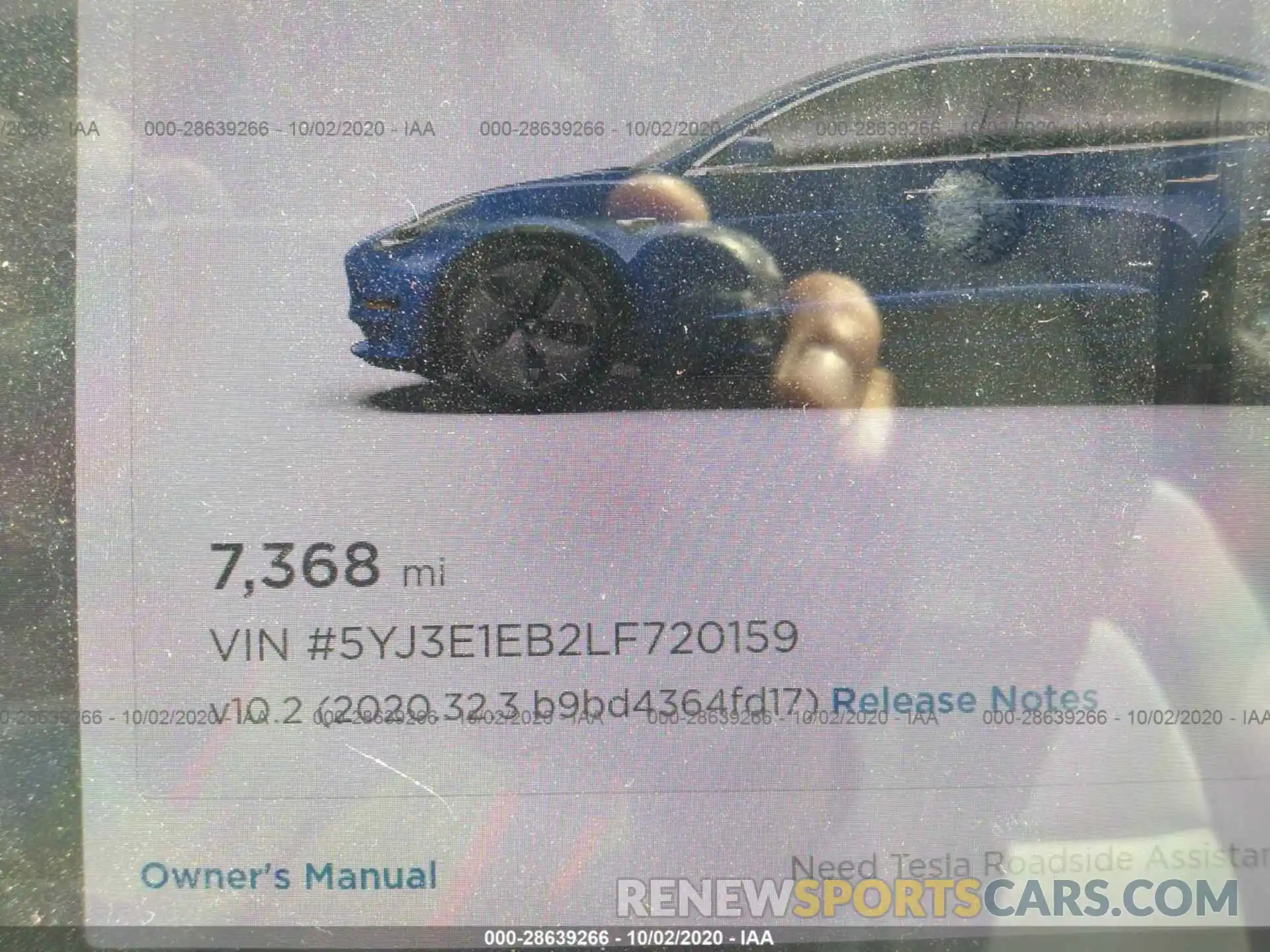 7 Photograph of a damaged car 5YJ3E1EB2LF720159 TESLA MODEL 3 2020