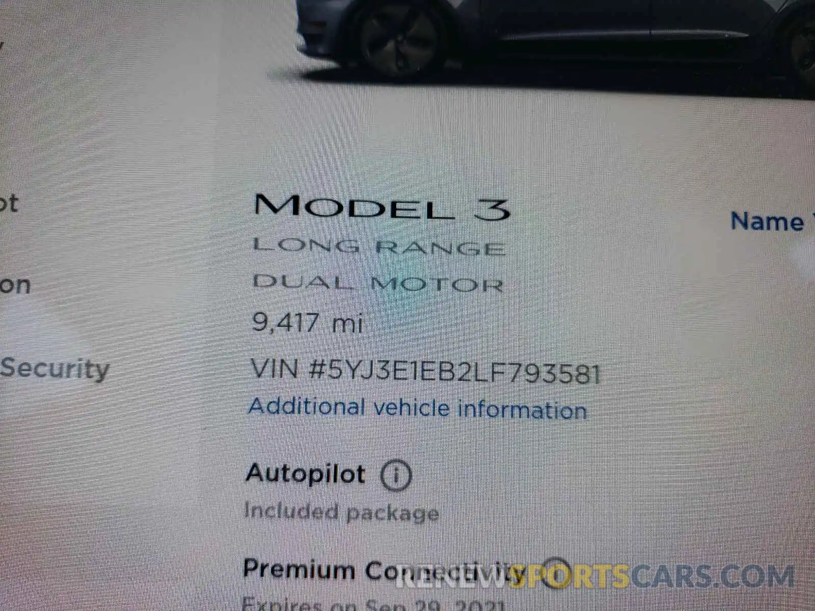 8 Фотография поврежденного автомобиля 5YJ3E1EB2LF793581 TESLA MODEL 3 2020