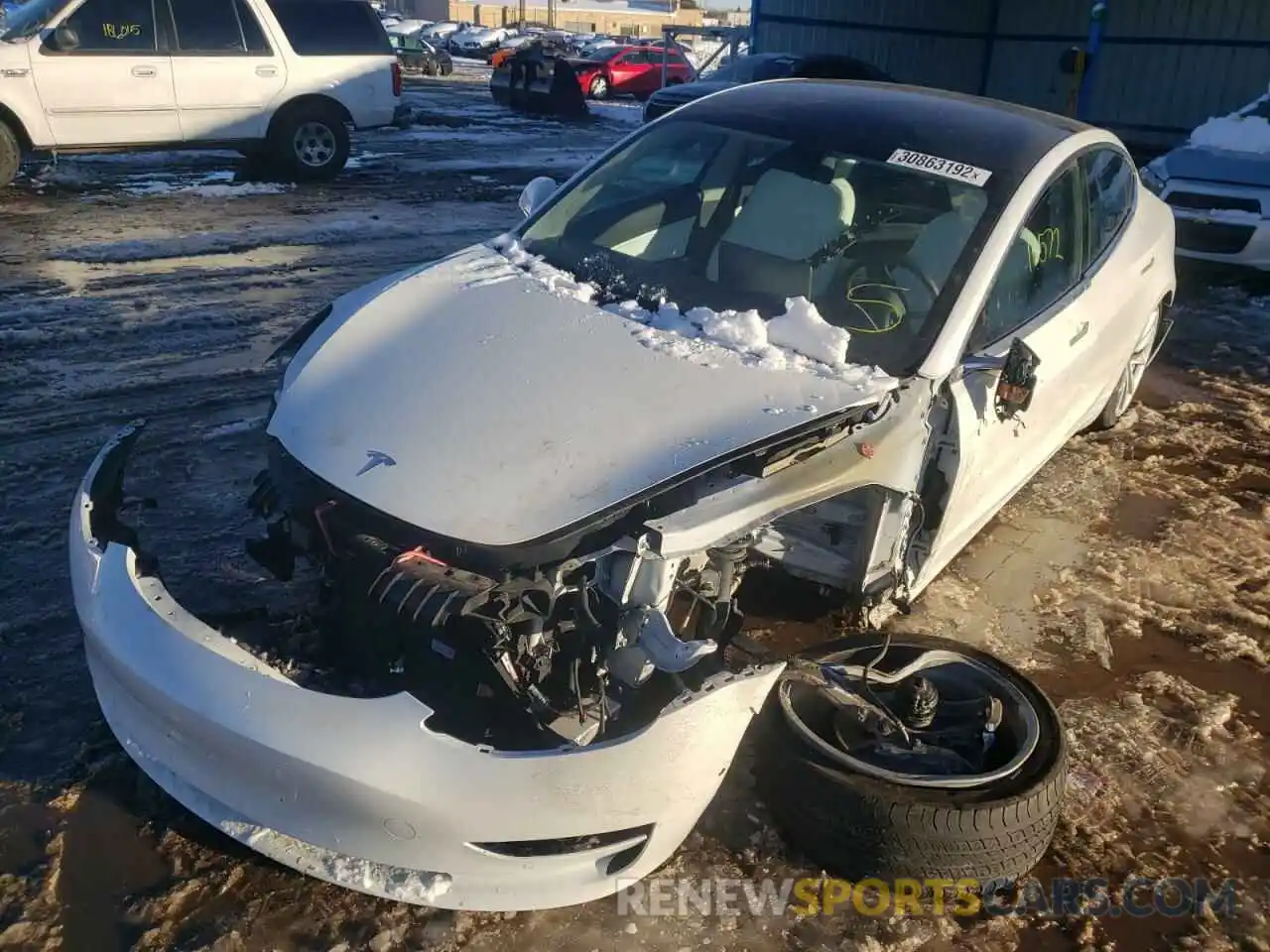 2 Photograph of a damaged car 5YJ3E1EB2LF802022 TESLA MODEL 3 2020