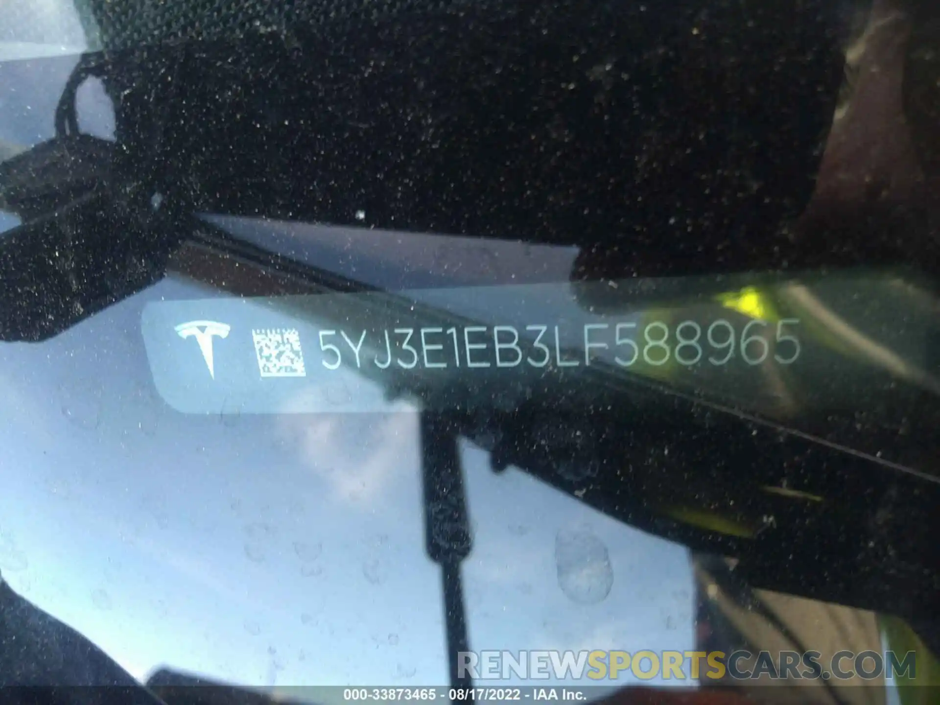 9 Фотография поврежденного автомобиля 5YJ3E1EB3LF588965 TESLA MODEL 3 2020