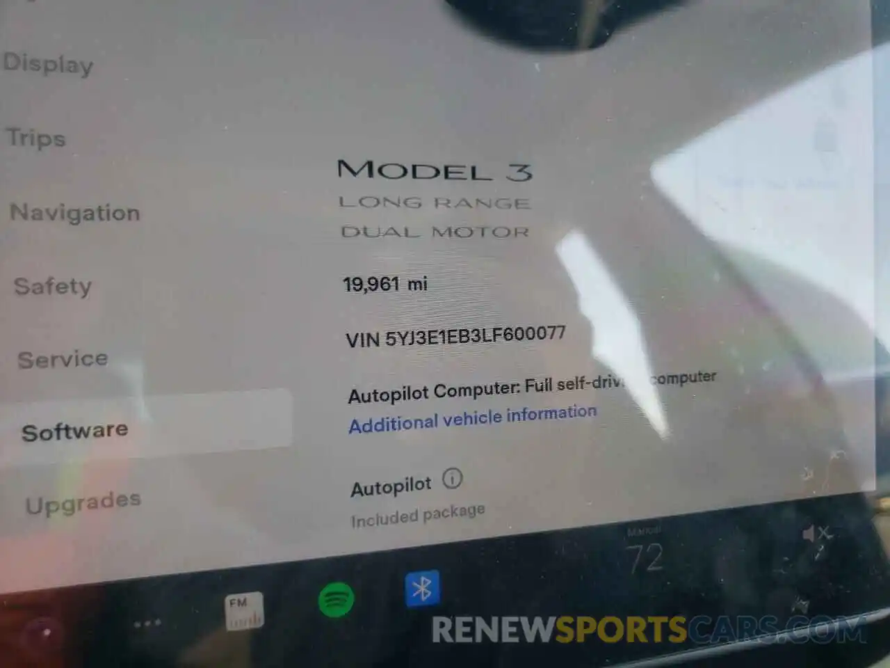 8 Photograph of a damaged car 5YJ3E1EB3LF600077 TESLA MODEL 3 2020