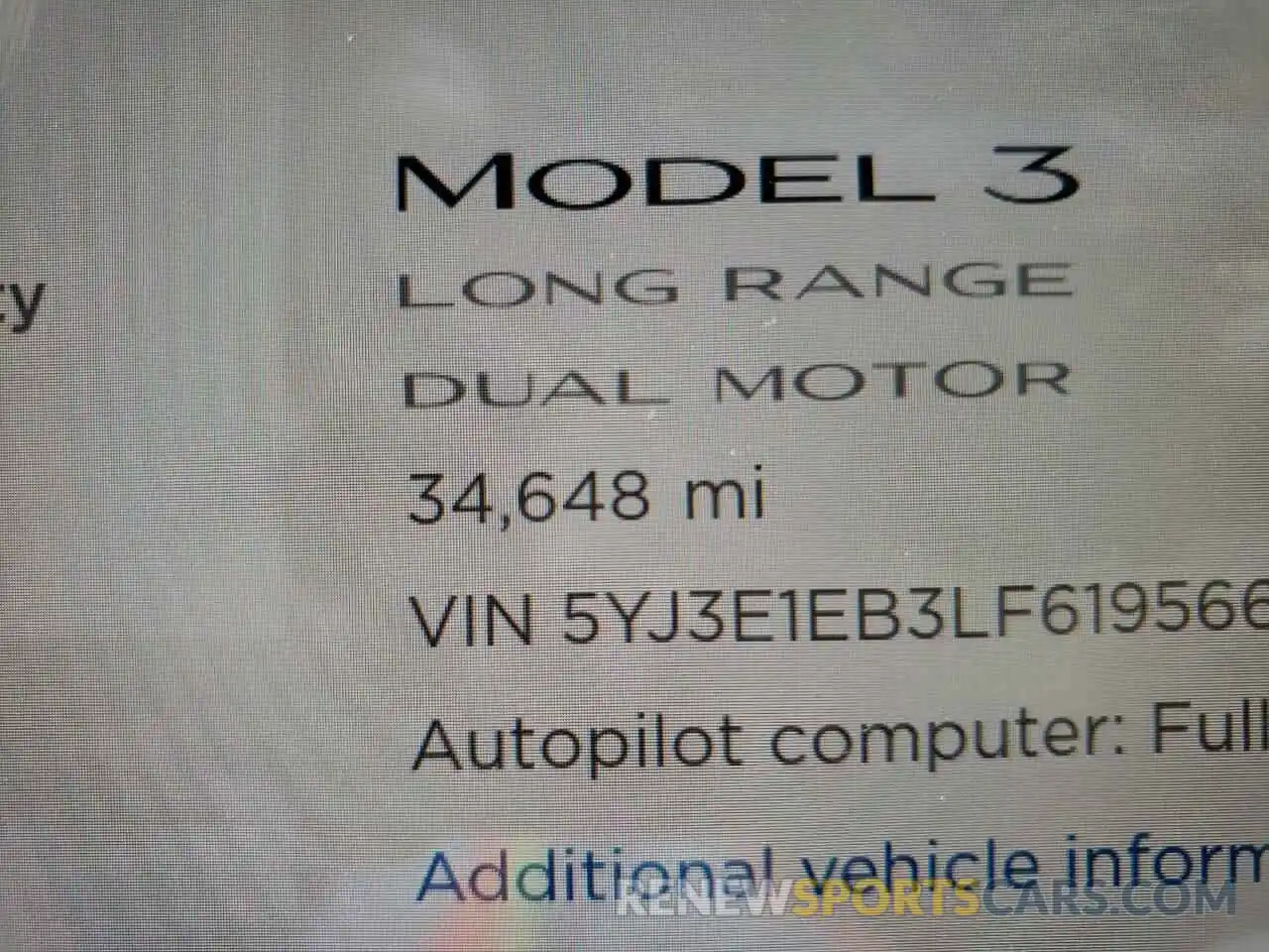 8 Фотография поврежденного автомобиля 5YJ3E1EB3LF619566 TESLA MODEL 3 2020