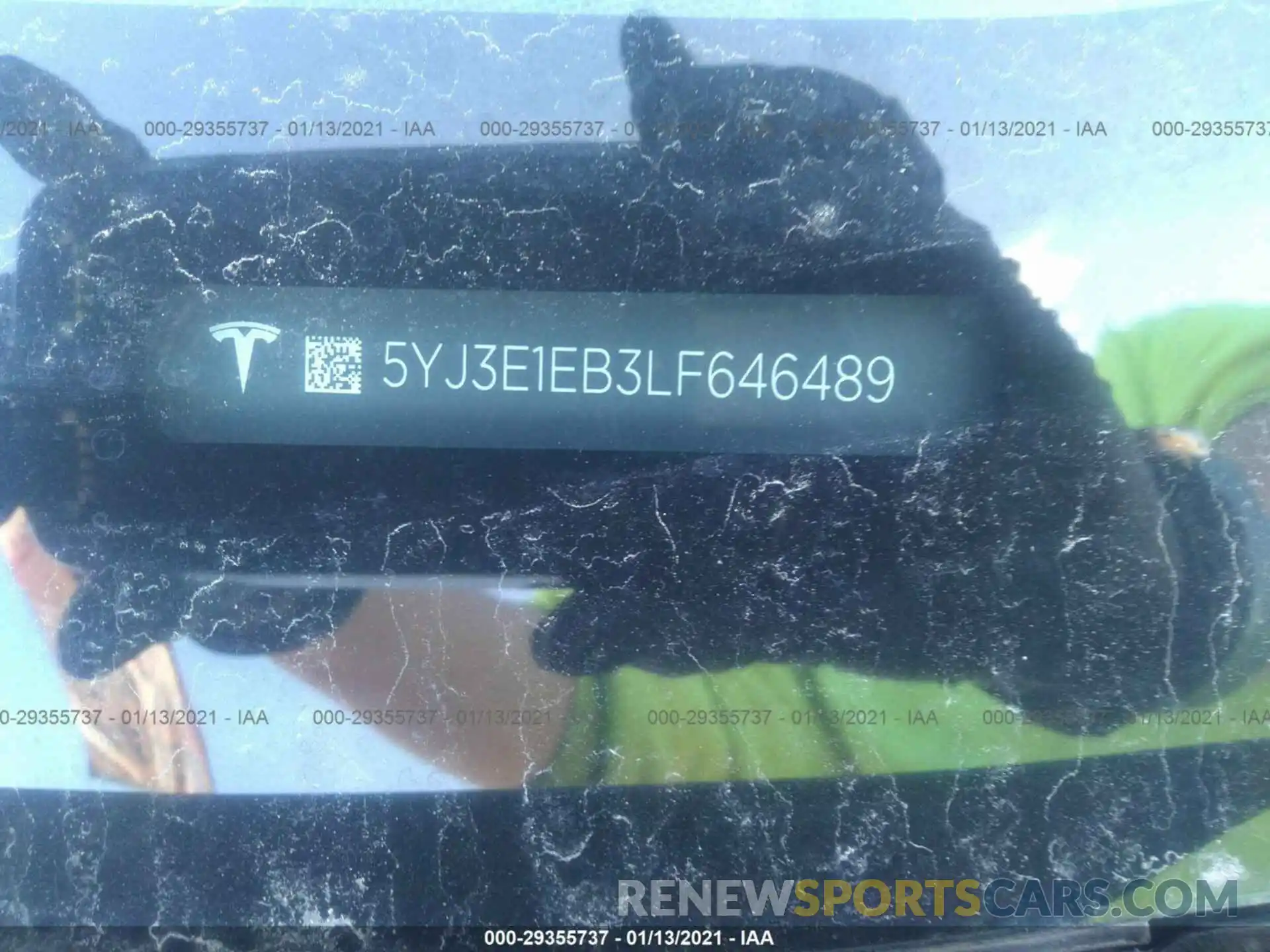 9 Photograph of a damaged car 5YJ3E1EB3LF646489 TESLA MODEL 3 2020