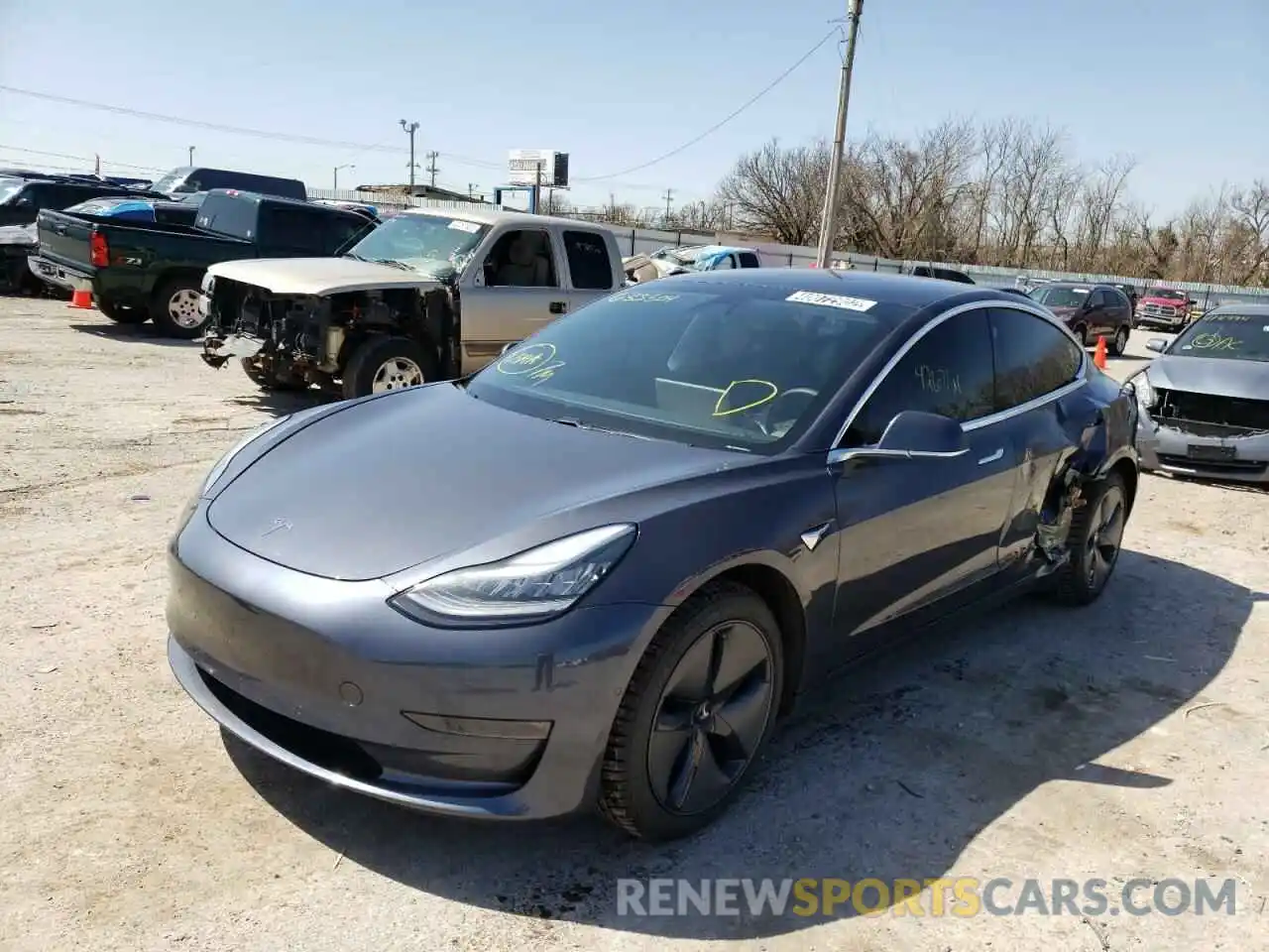 2 Photograph of a damaged car 5YJ3E1EB3LF663504 TESLA MODEL 3 2020