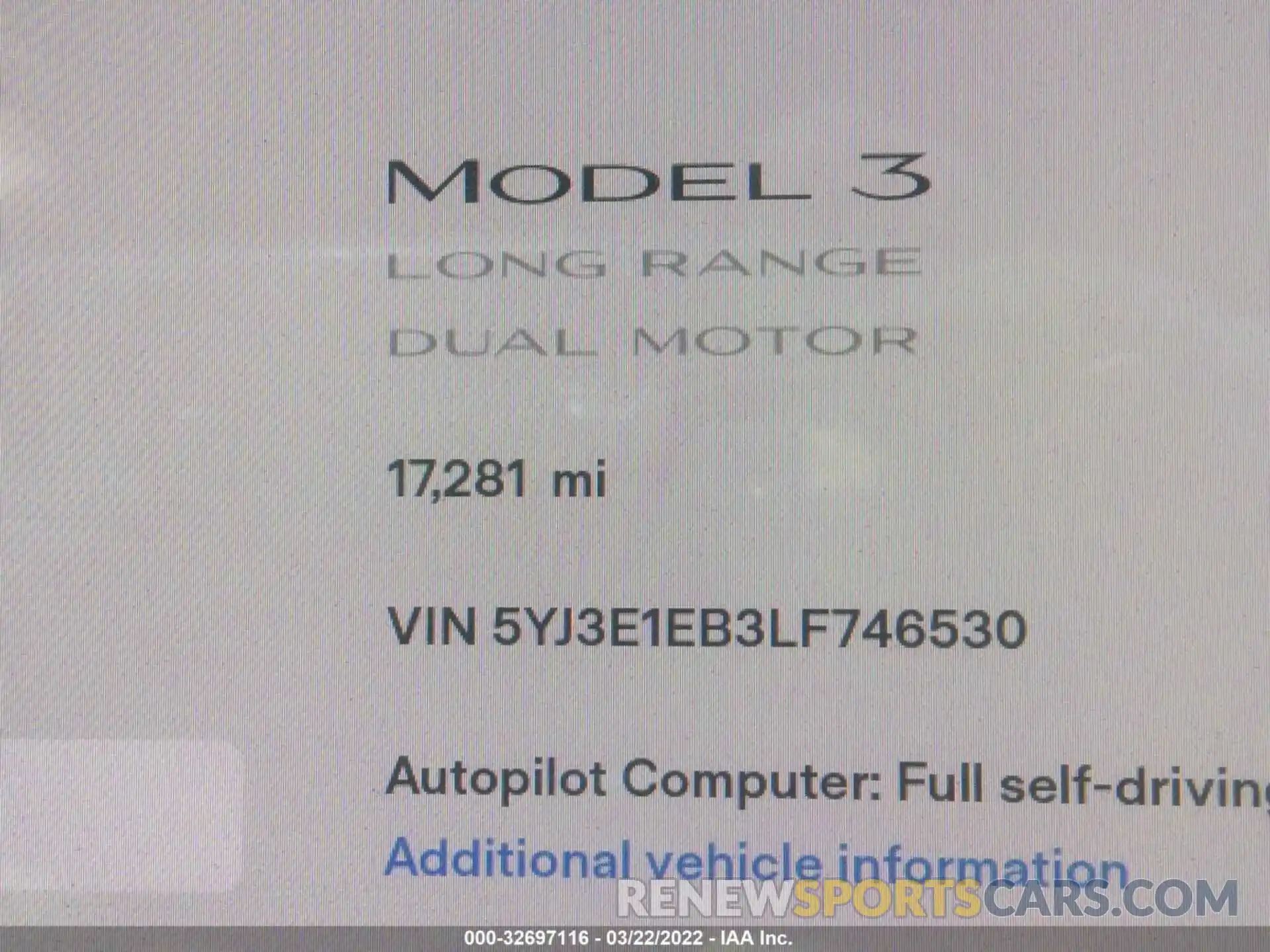 7 Photograph of a damaged car 5YJ3E1EB3LF746530 TESLA MODEL 3 2020