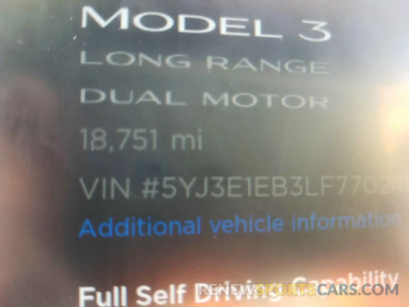 8 Photograph of a damaged car 5YJ3E1EB3LF770245 TESLA MODEL 3 2020