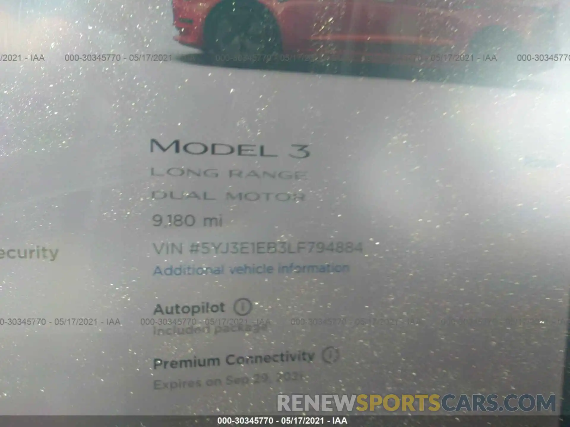 7 Photograph of a damaged car 5YJ3E1EB3LF794884 TESLA MODEL 3 2020