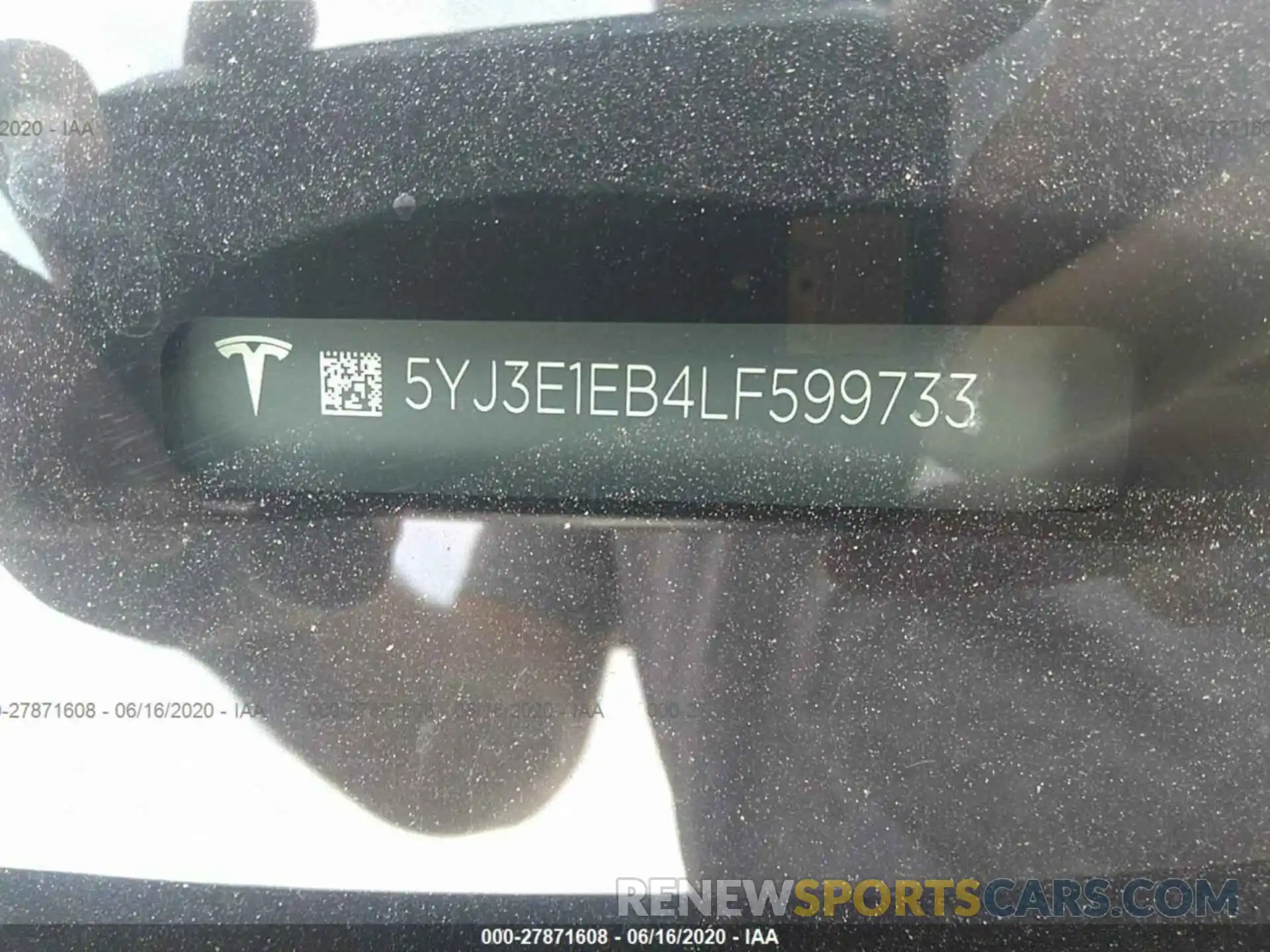 9 Photograph of a damaged car 5YJ3E1EB4LF599733 TESLA MODEL 3 2020