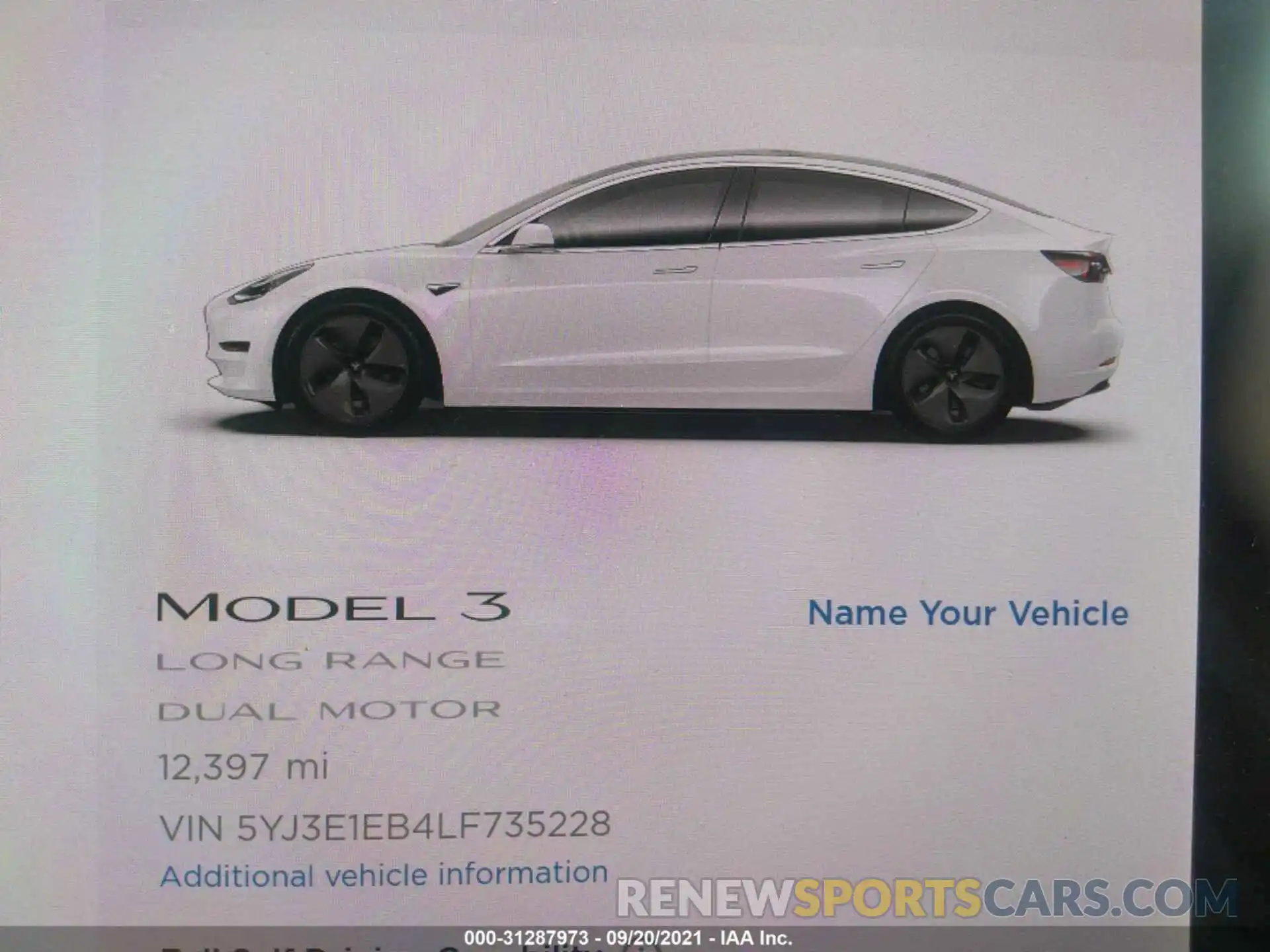 7 Photograph of a damaged car 5YJ3E1EB4LF735228 TESLA MODEL 3 2020