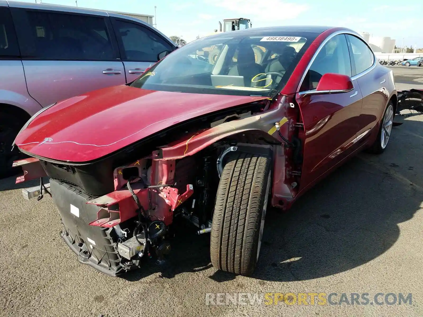 2 Photograph of a damaged car 5YJ3E1EB4LF744558 TESLA MODEL 3 2020