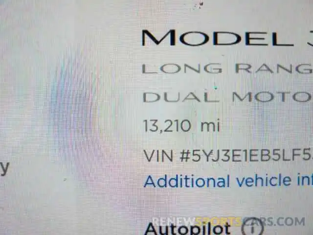 8 Фотография поврежденного автомобиля 5YJ3E1EB5LF533370 TESLA MODEL 3 2020