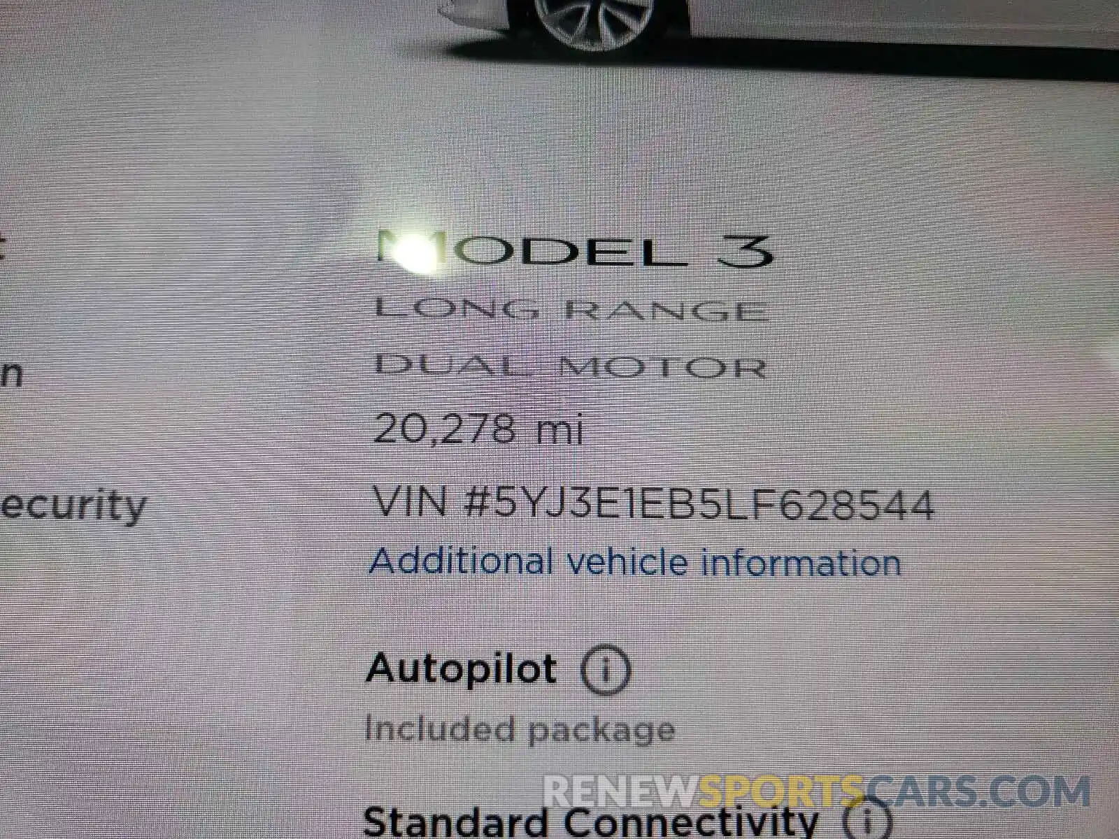 8 Фотография поврежденного автомобиля 5YJ3E1EB5LF628544 TESLA MODEL 3 2020