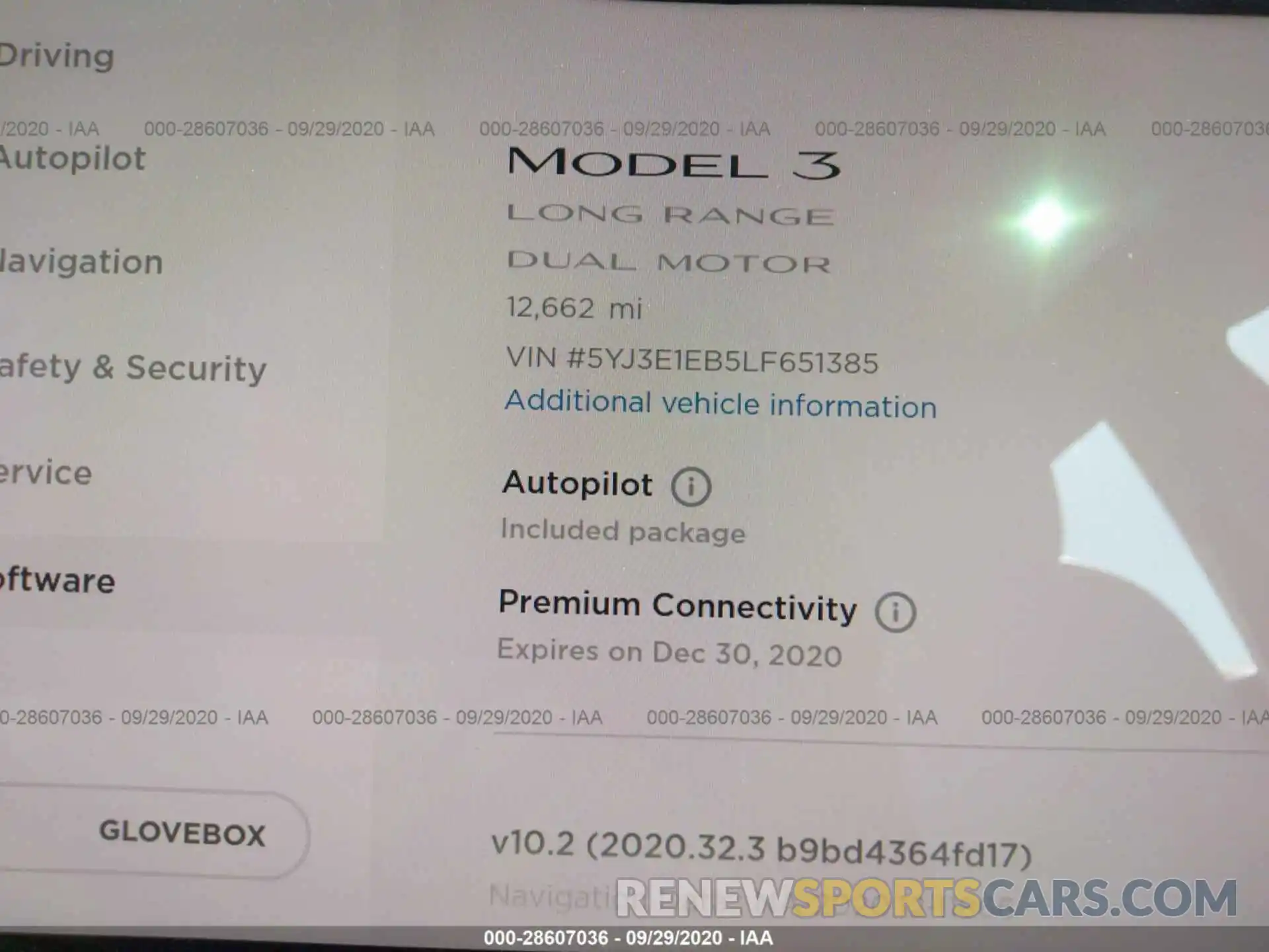 7 Фотография поврежденного автомобиля 5YJ3E1EB5LF651385 TESLA MODEL 3 2020