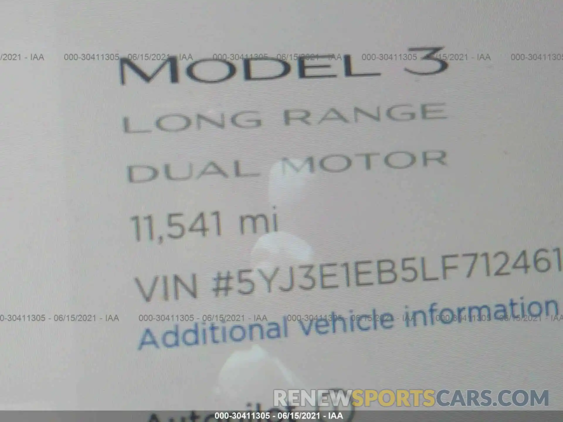 7 Photograph of a damaged car 5YJ3E1EB5LF712461 TESLA MODEL 3 2020