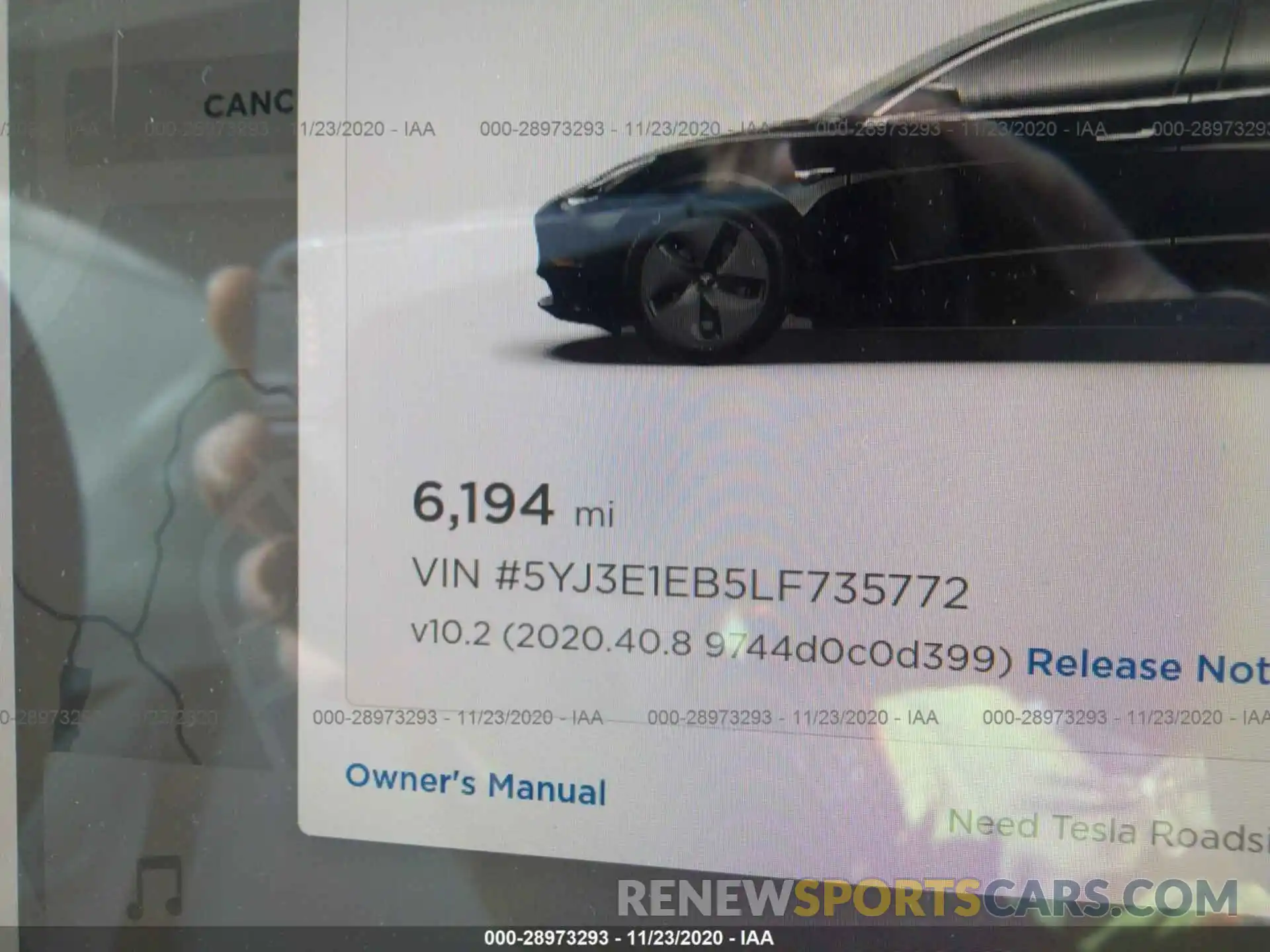 7 Photograph of a damaged car 5YJ3E1EB5LF735772 TESLA MODEL 3 2020