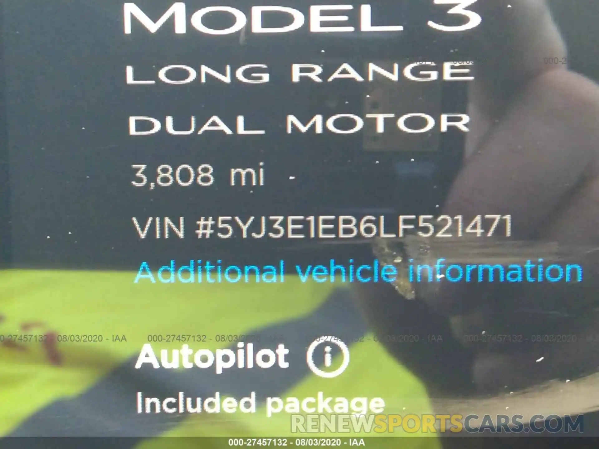 7 Photograph of a damaged car 5YJ3E1EB6LF521471 TESLA MODEL 3 2020