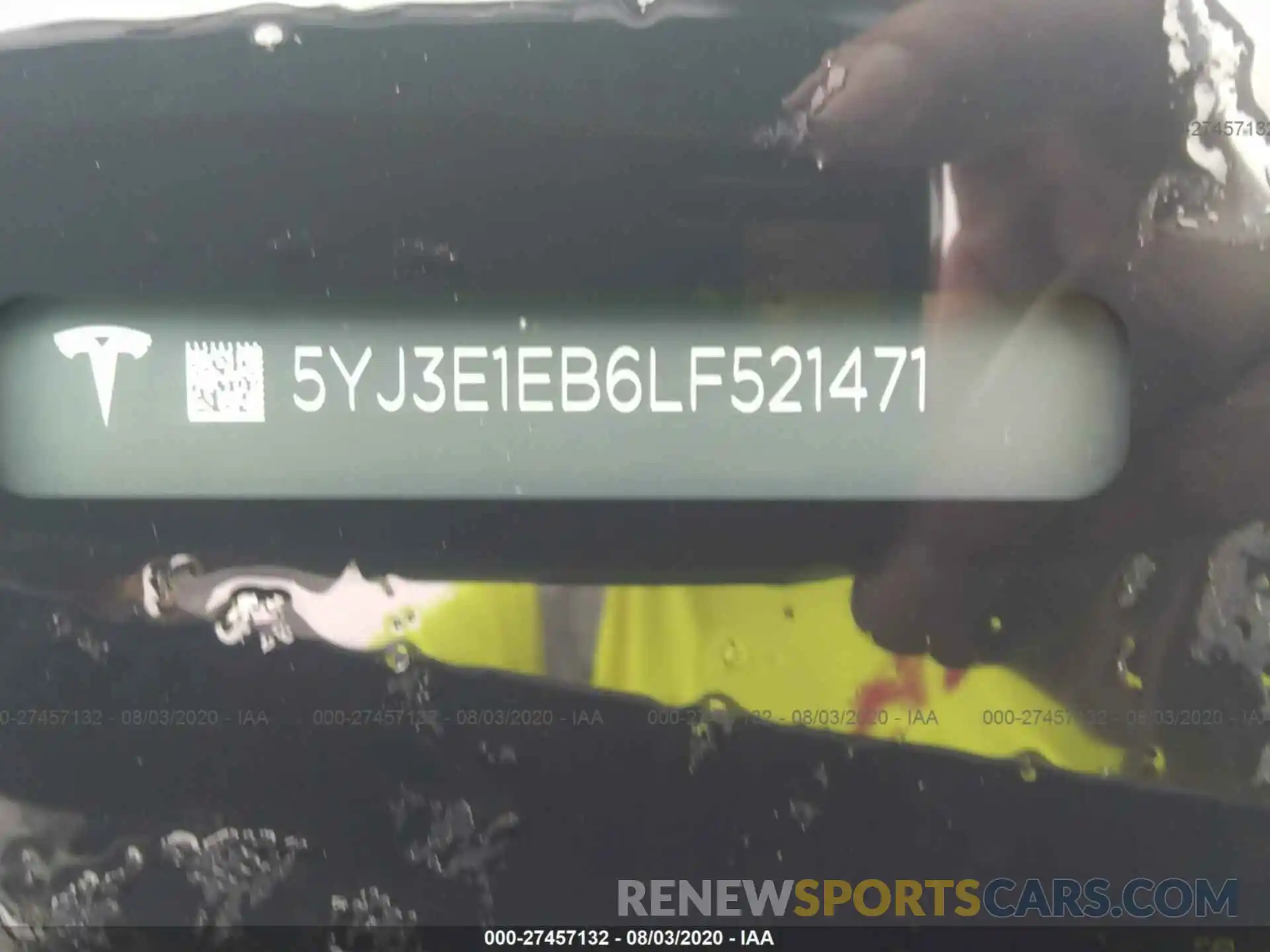 9 Фотография поврежденного автомобиля 5YJ3E1EB6LF521471 TESLA MODEL 3 2020