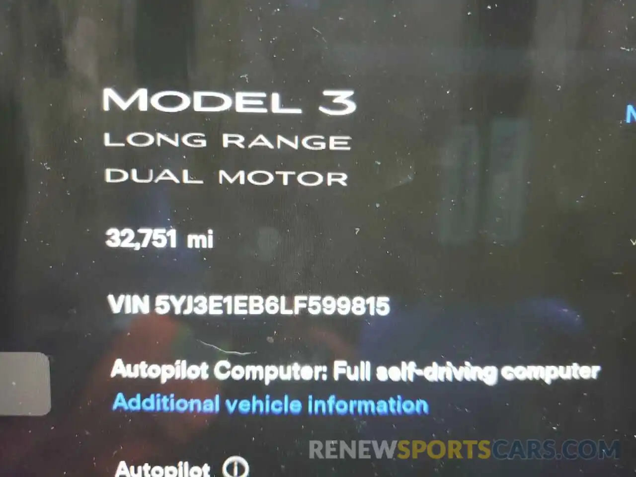 8 Фотография поврежденного автомобиля 5YJ3E1EB6LF599815 TESLA MODEL 3 2020