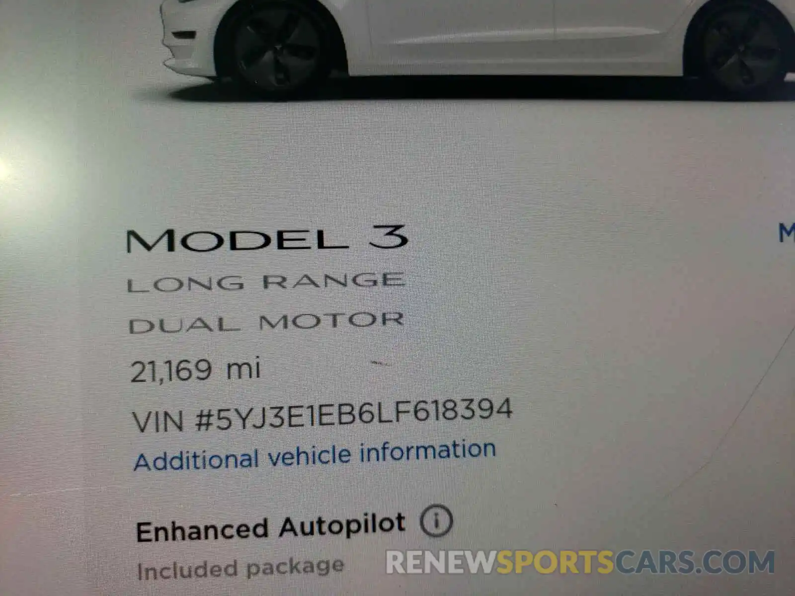 8 Фотография поврежденного автомобиля 5YJ3E1EB6LF618394 TESLA MODEL 3 2020