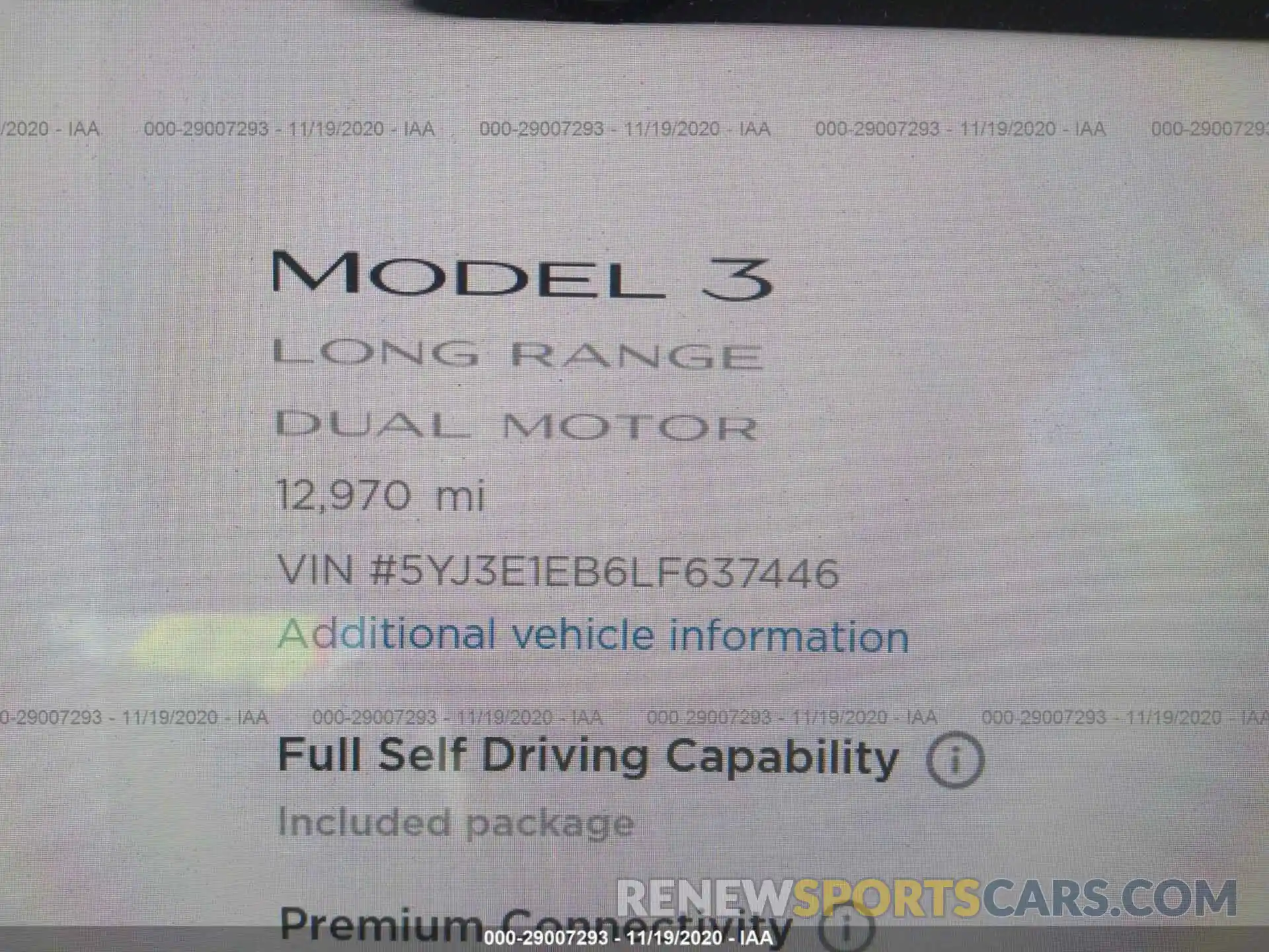 7 Photograph of a damaged car 5YJ3E1EB6LF637446 TESLA MODEL 3 2020