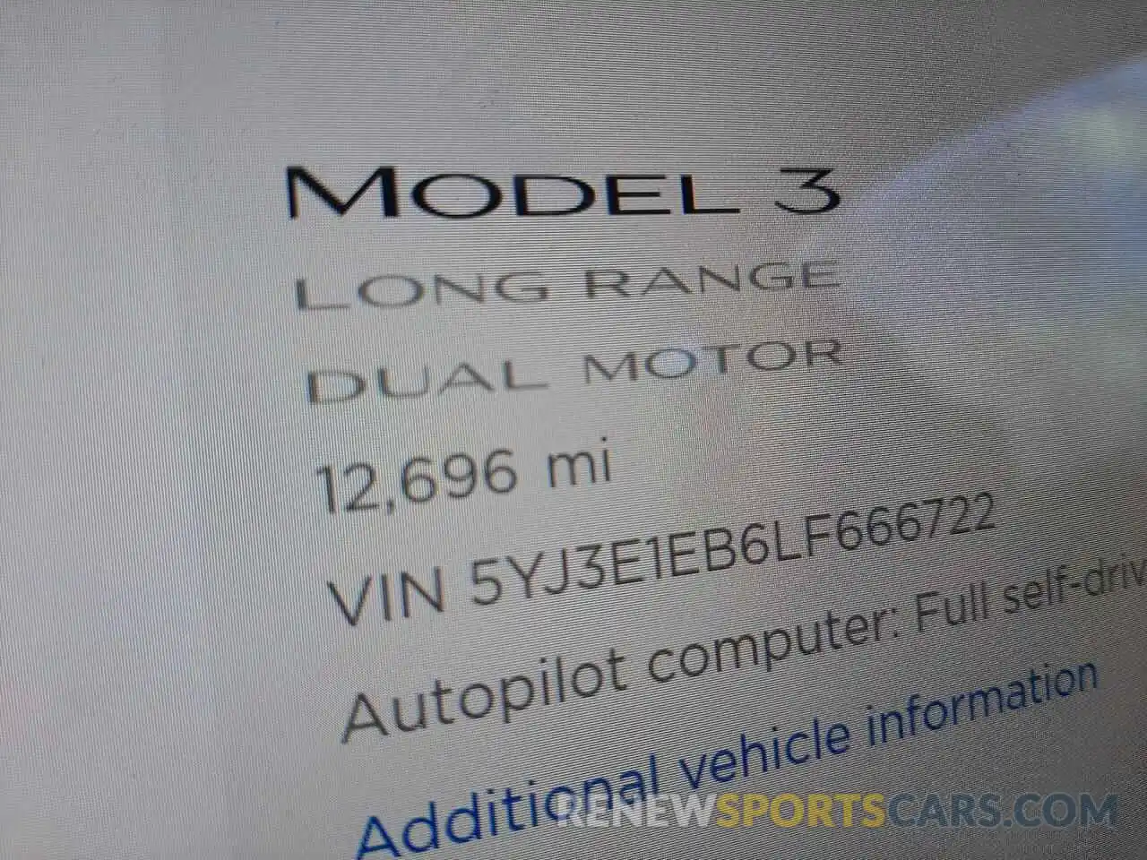 8 Фотография поврежденного автомобиля 5YJ3E1EB6LF666722 TESLA MODEL 3 2020