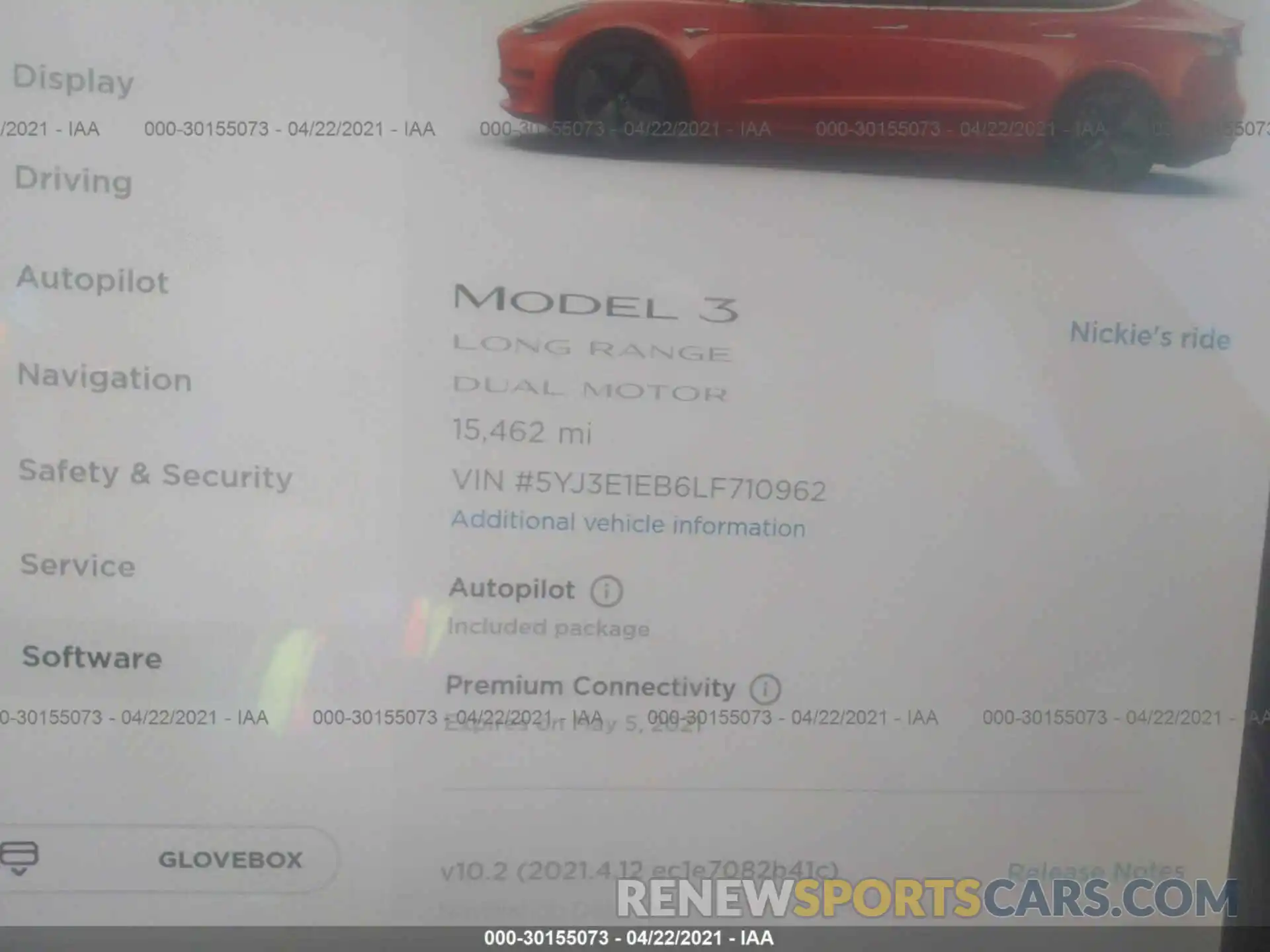 7 Photograph of a damaged car 5YJ3E1EB6LF710962 TESLA MODEL 3 2020