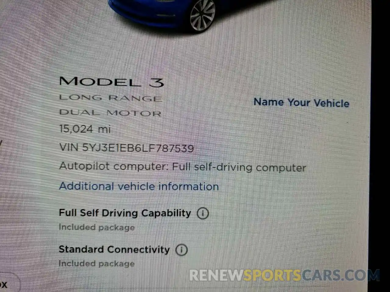 8 Photograph of a damaged car 5YJ3E1EB6LF787539 TESLA MODEL 3 2020