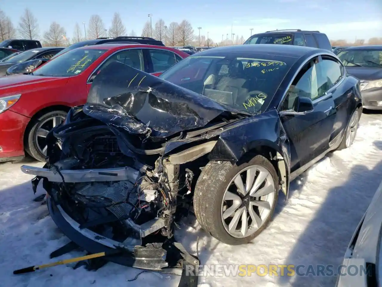 2 Photograph of a damaged car 5YJ3E1EB7LF666177 TESLA MODEL 3 2020