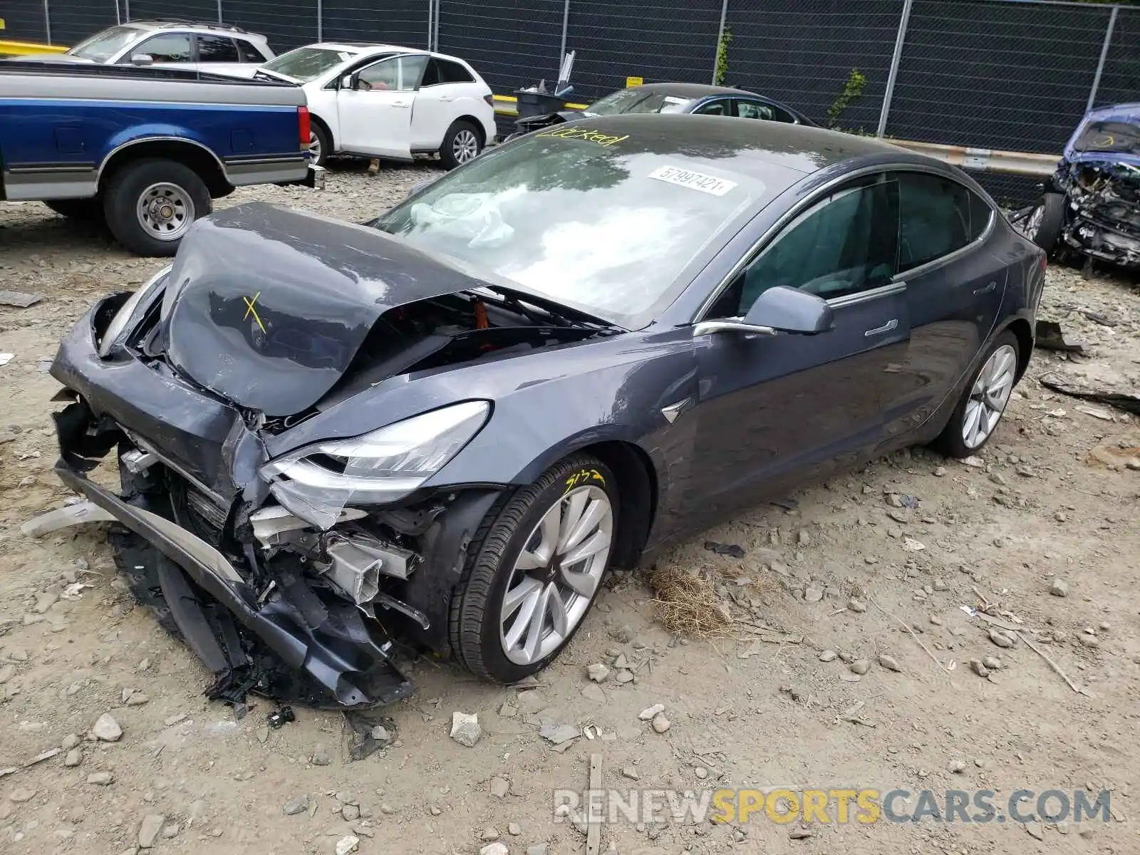 2 Photograph of a damaged car 5YJ3E1EB7LF787467 TESLA MODEL 3 2020