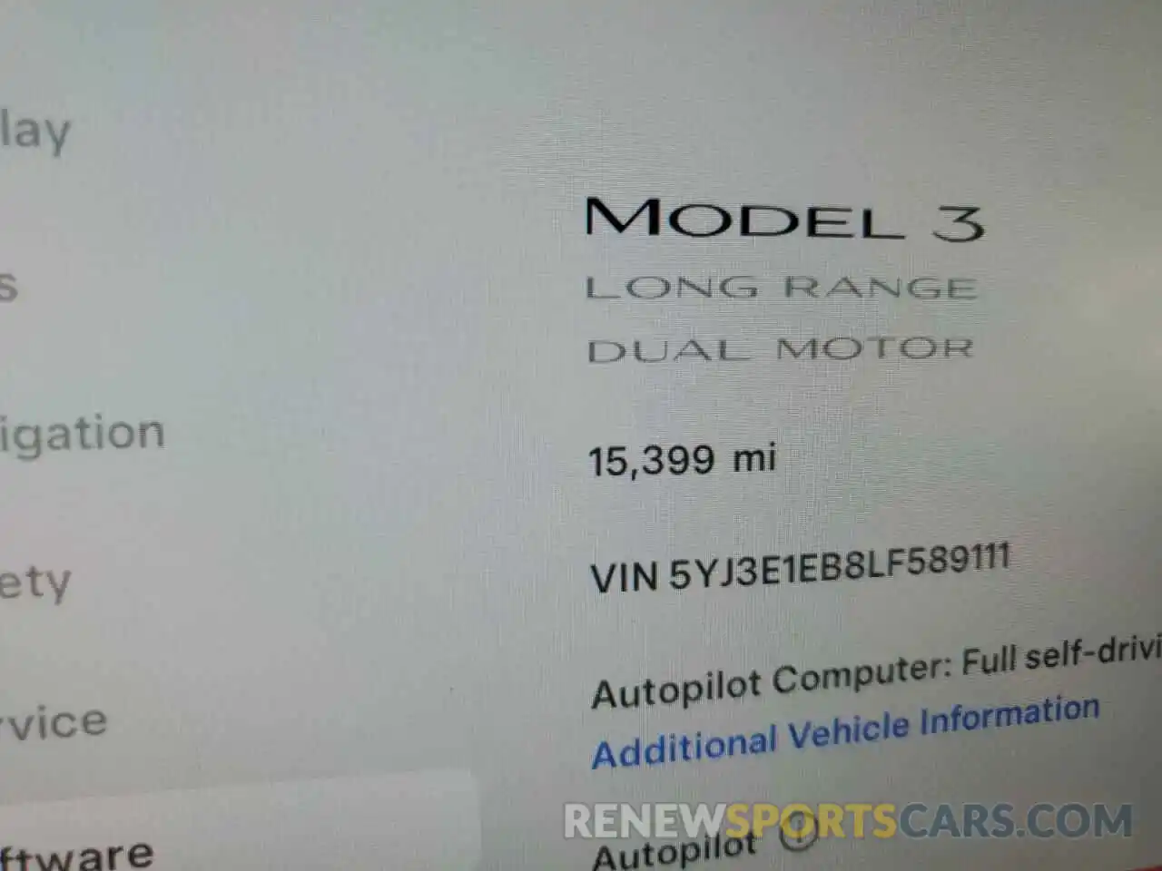 9 Фотография поврежденного автомобиля 5YJ3E1EB8LF589111 TESLA MODEL 3 2020