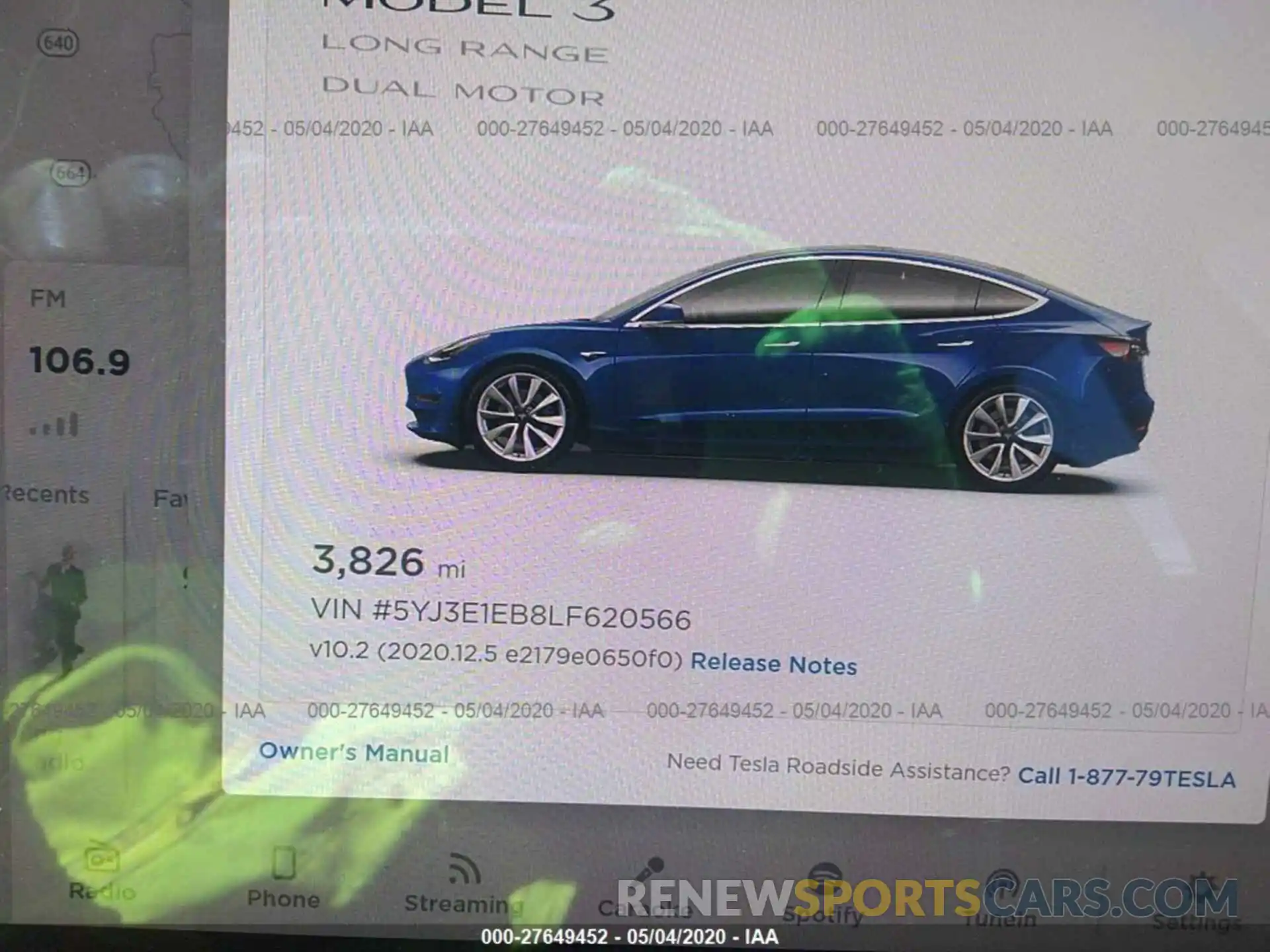 7 Фотография поврежденного автомобиля 5YJ3E1EB8LF620566 TESLA MODEL 3 2020