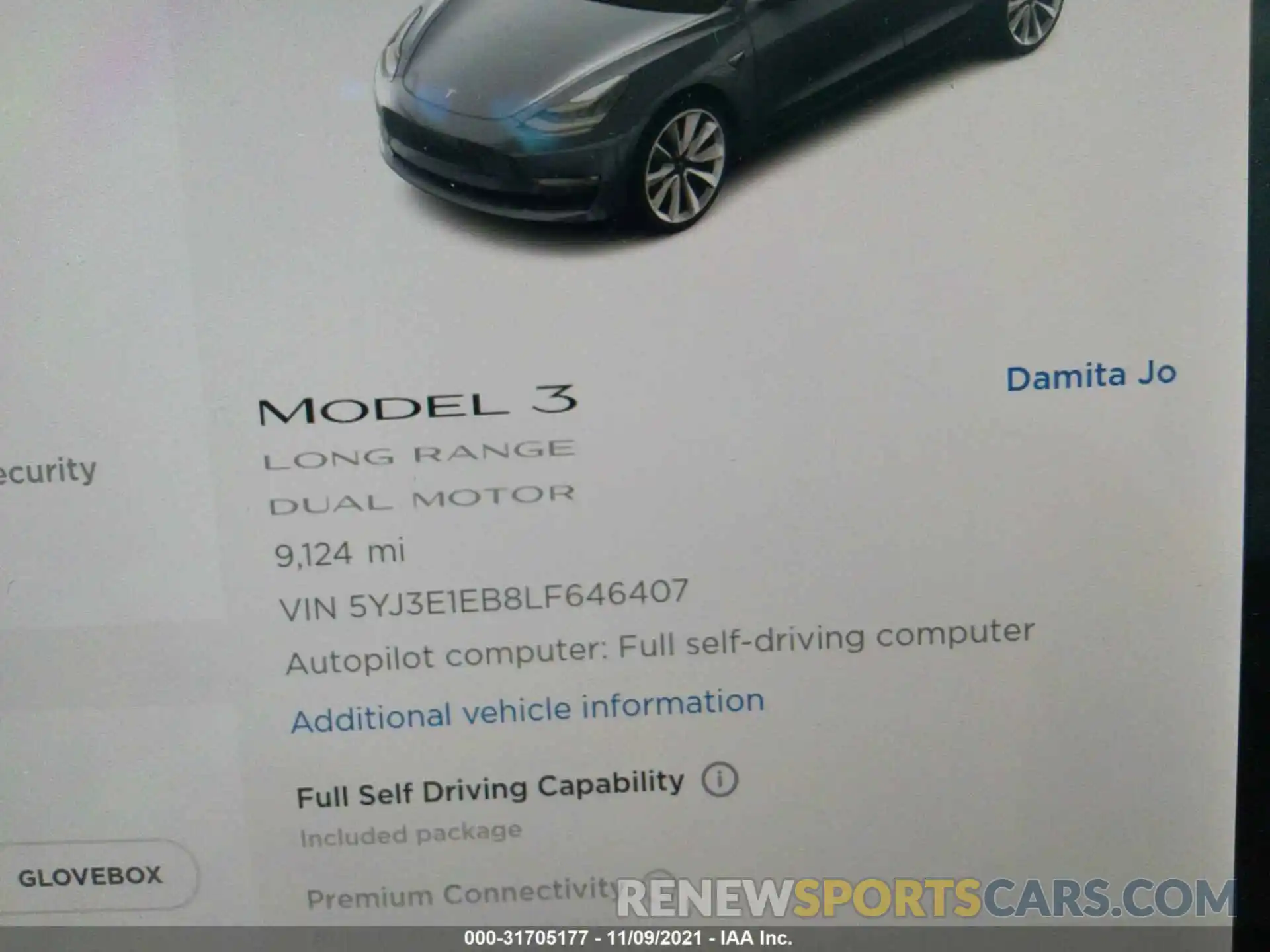 7 Photograph of a damaged car 5YJ3E1EB8LF646407 TESLA MODEL 3 2020